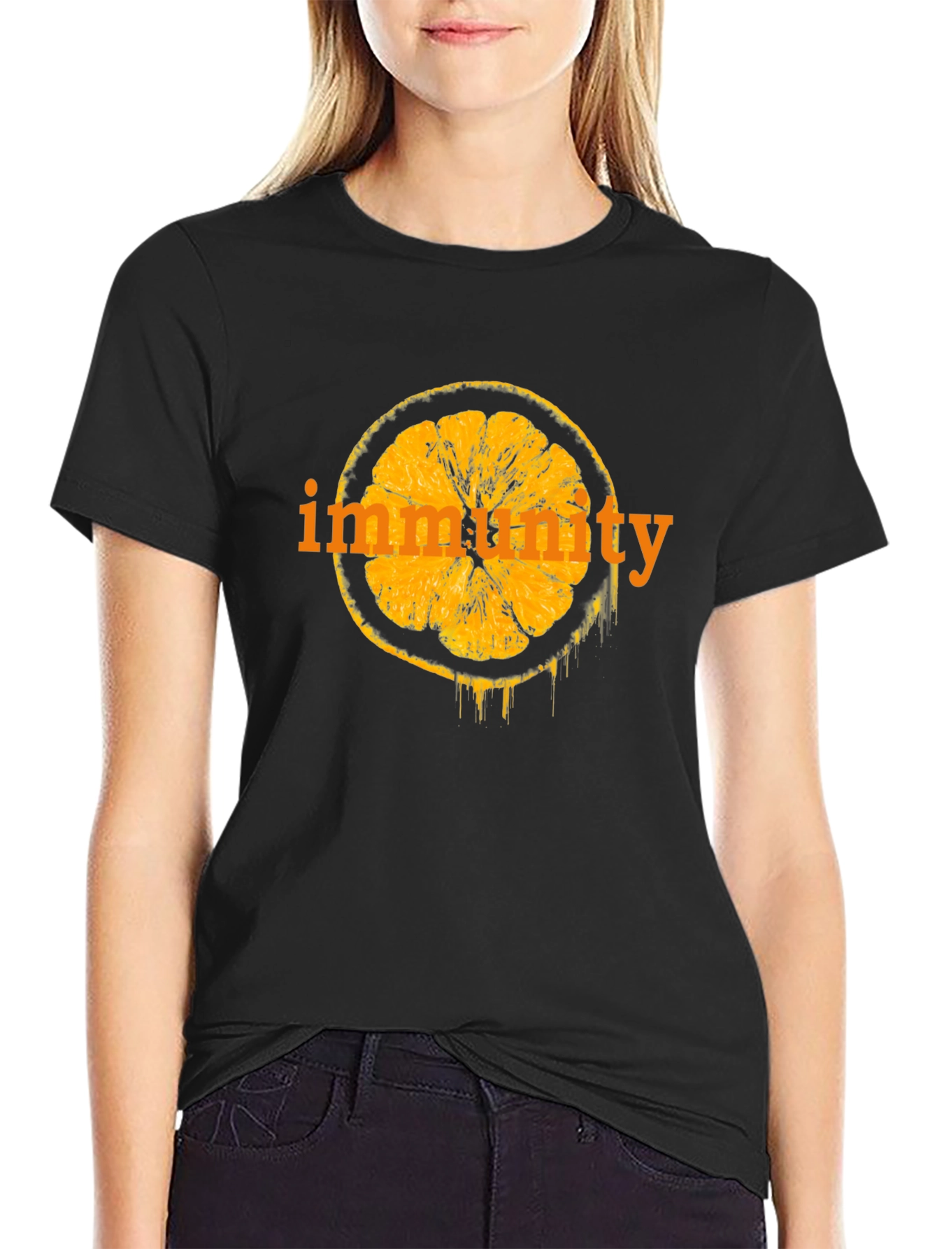 Immunity Orange Slice Graphic Black T-Shirt