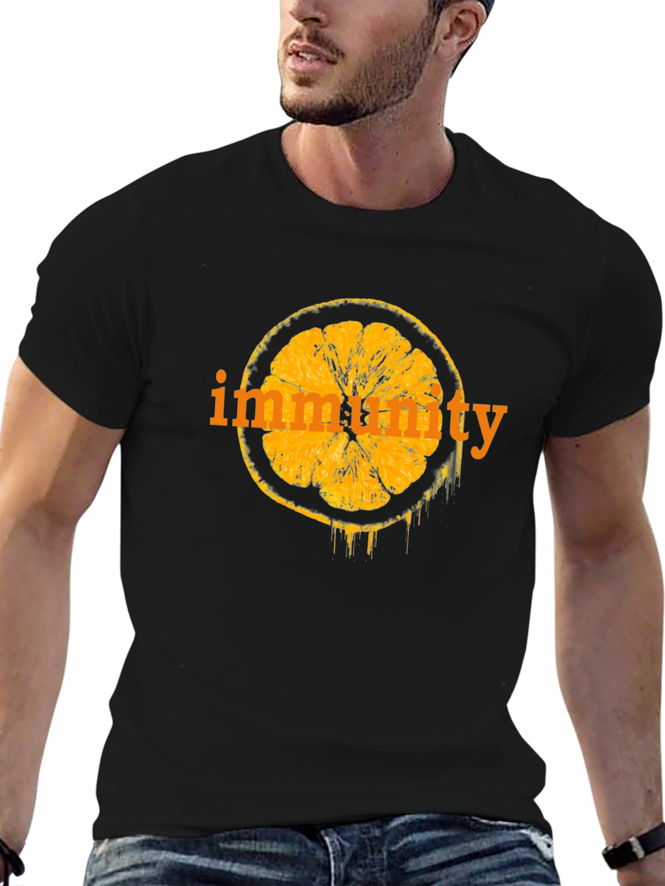 Immunity Orange Slice Graphic Black T-Shirt