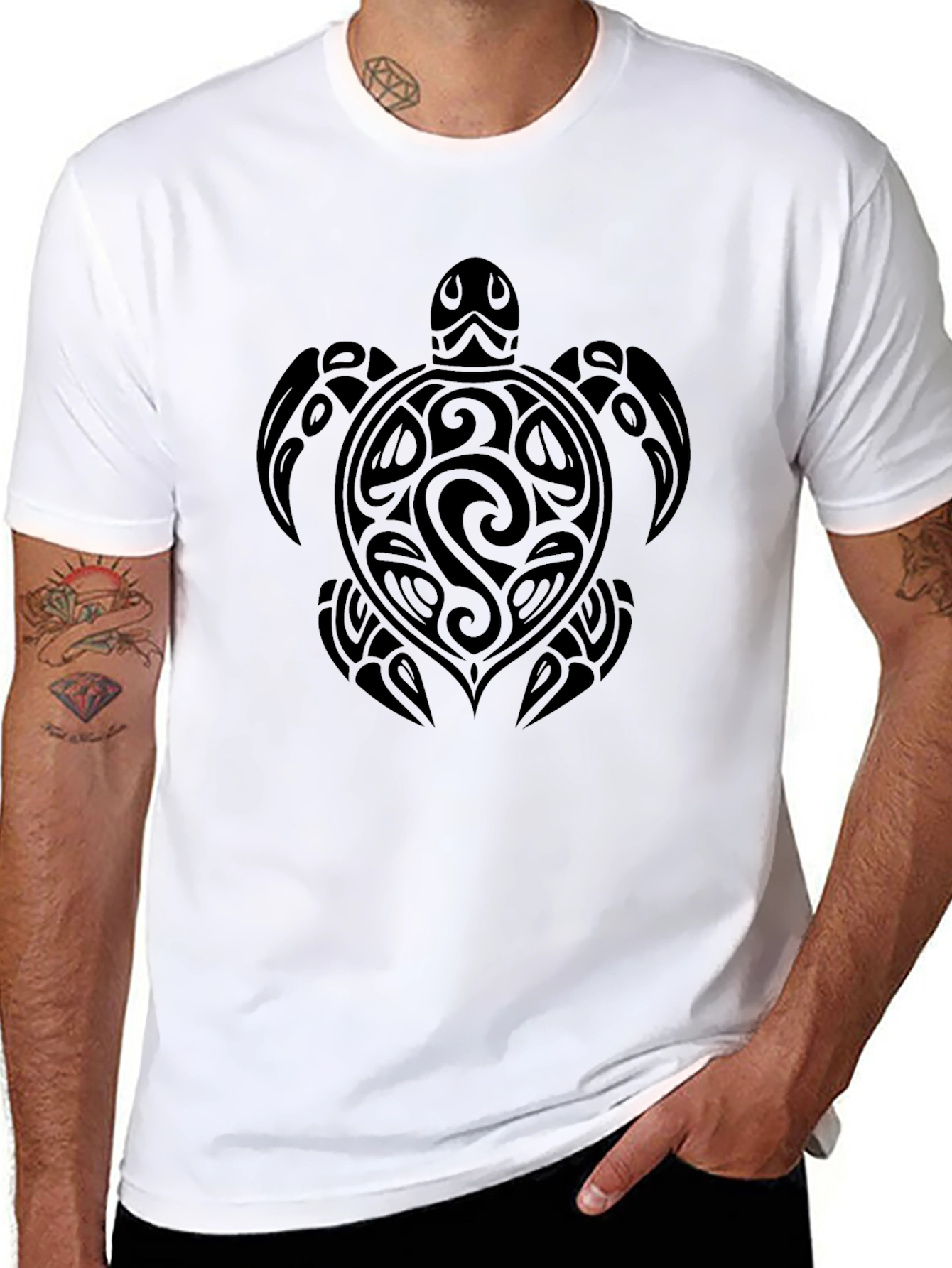Tribal Turtle Graphic Tee - Black