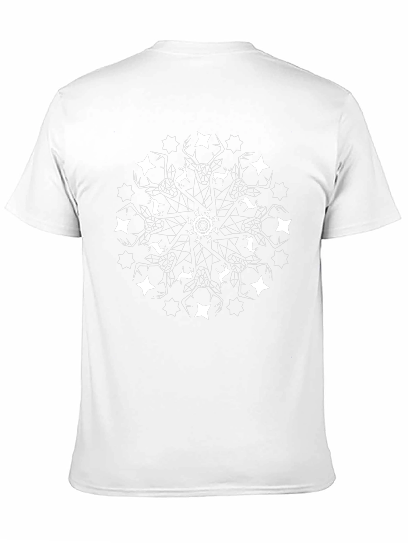 Geometric Deer Mandala Black T-Shirt