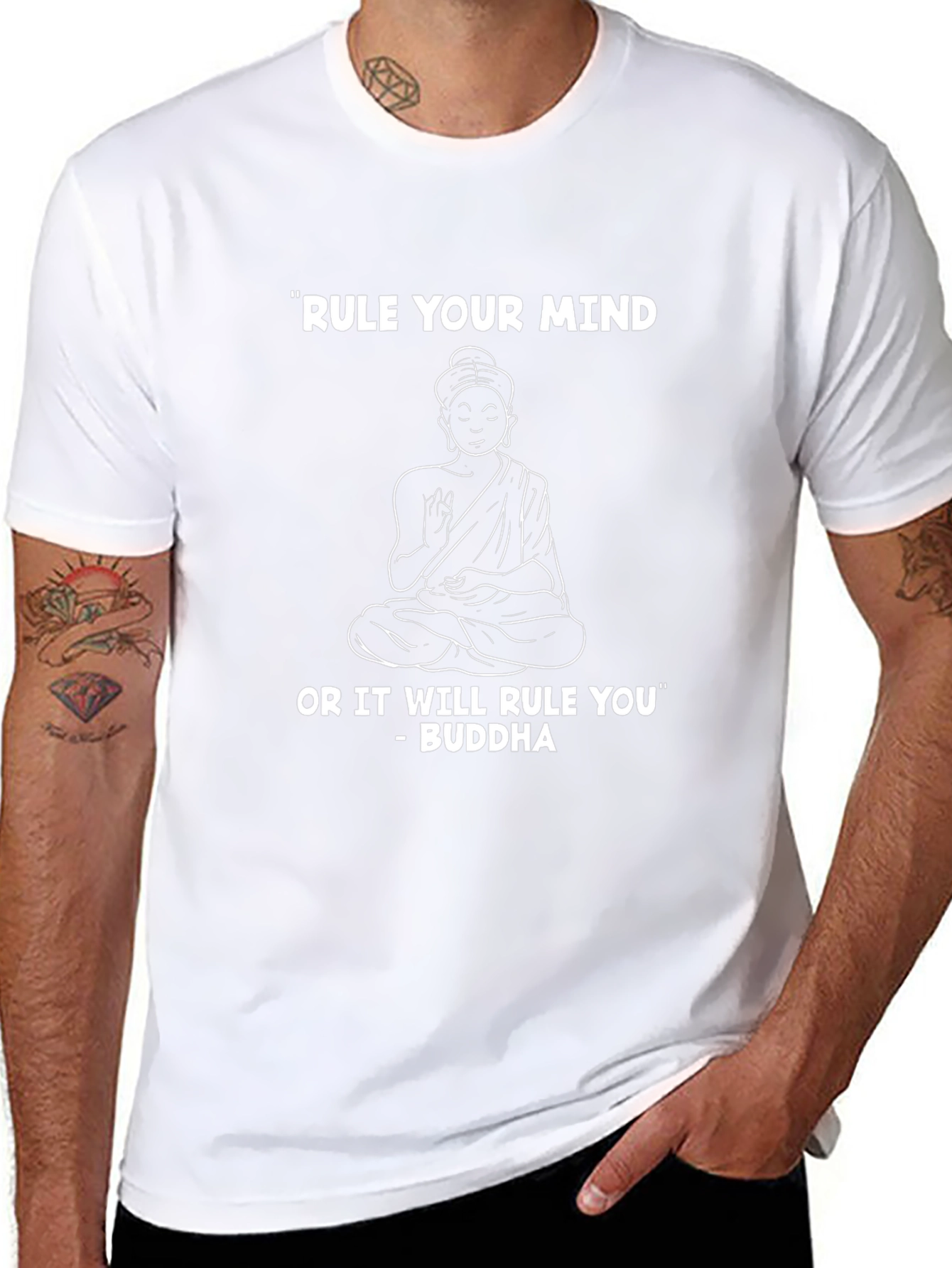 Rule Your Mind Buddha Graphic Tee - Black