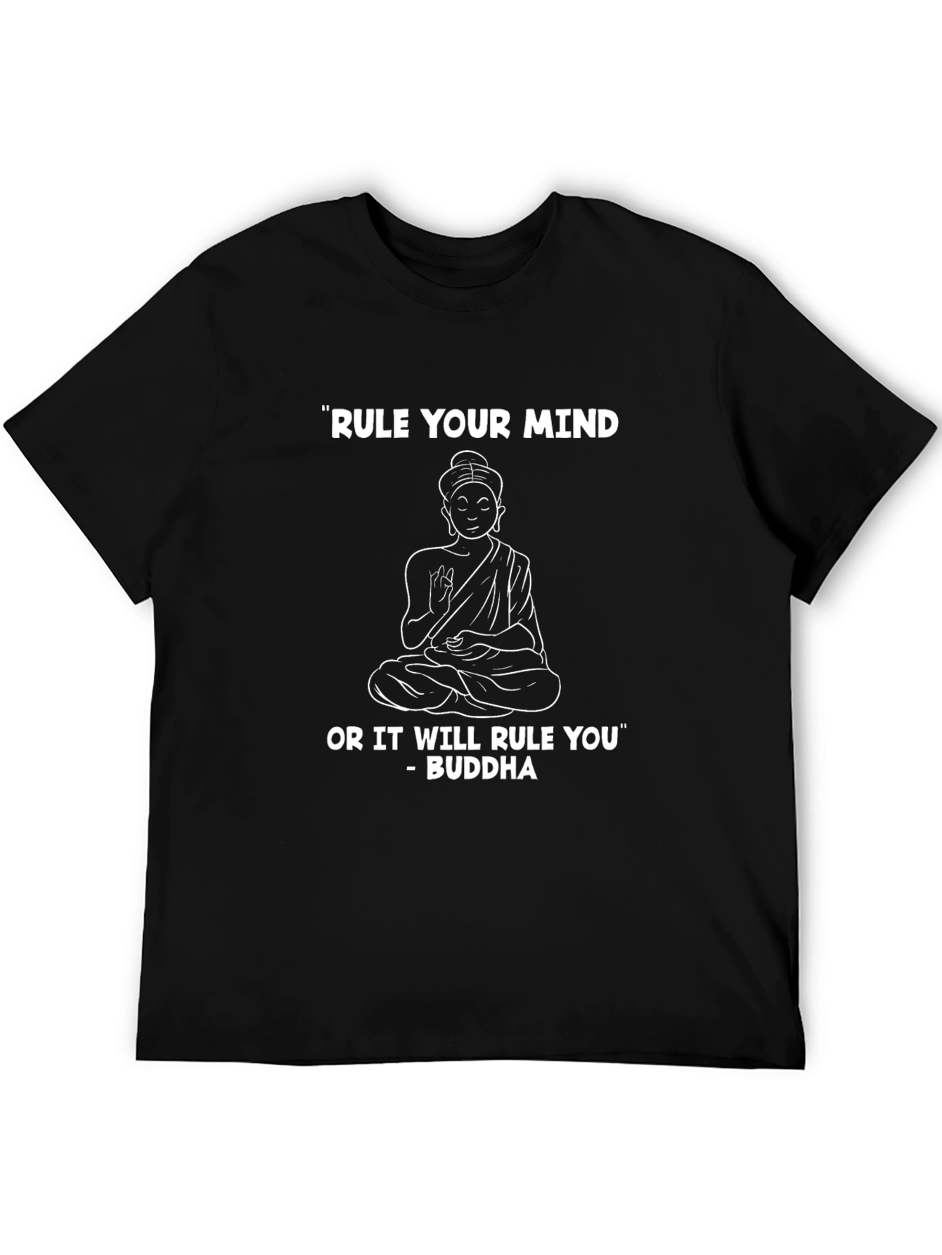 Rule Your Mind Buddha Graphic Tee - Black