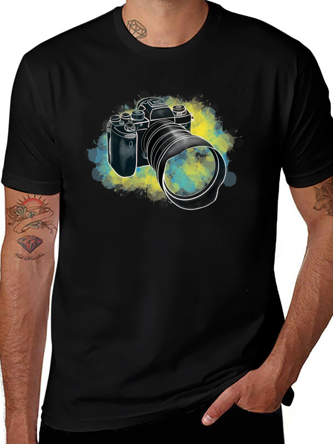Camera Graphic Black T-Shirt - Photographer Gift