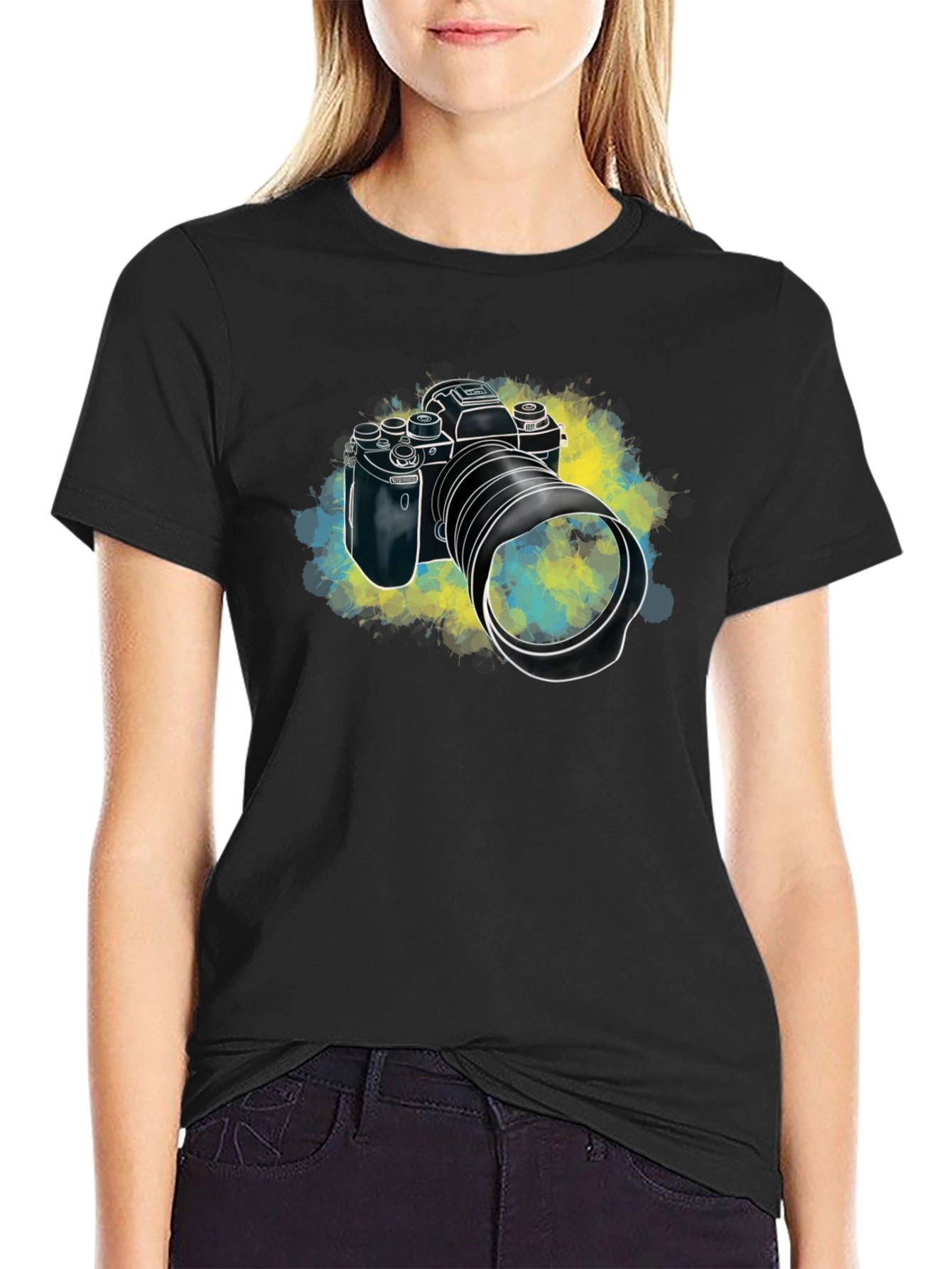 Camera Graphic Black T-Shirt - Photographer Gift