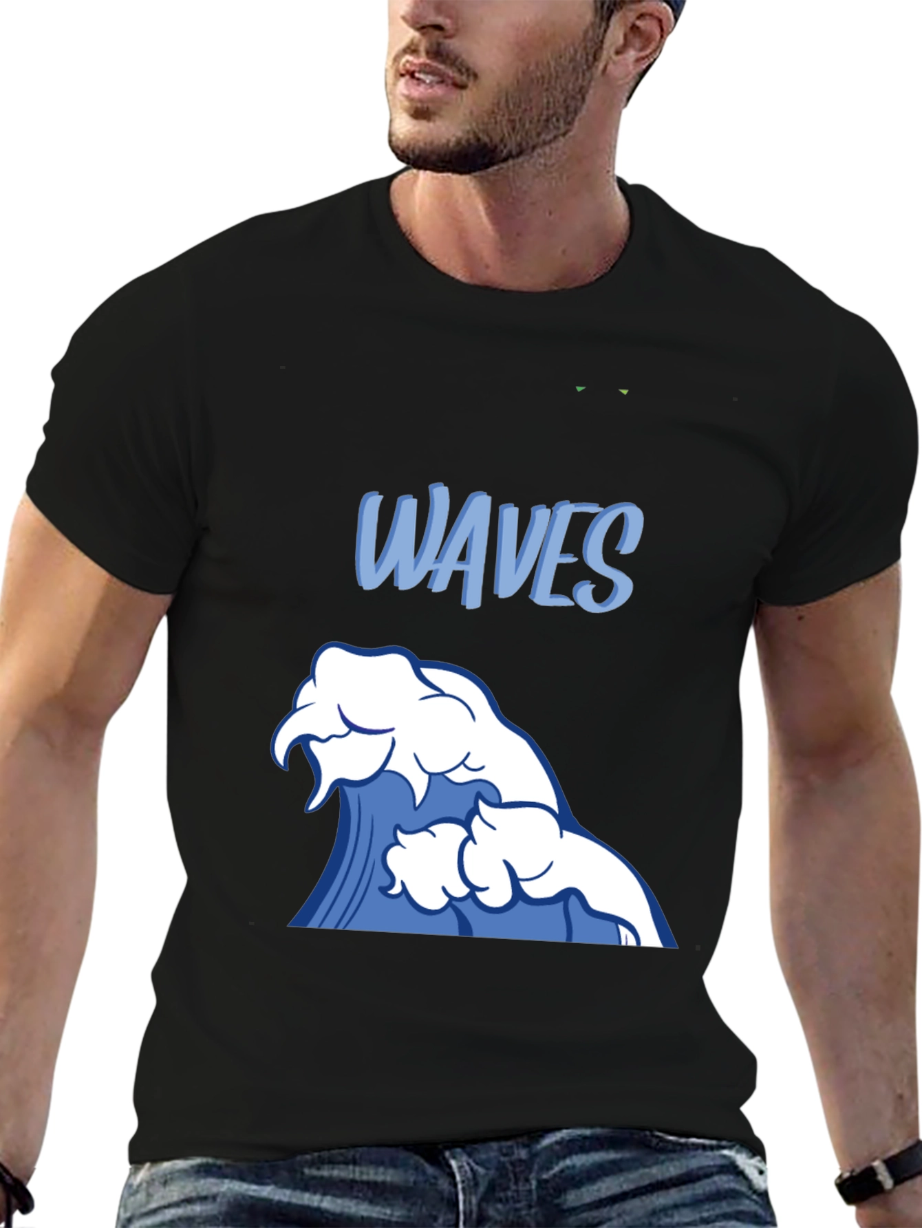 Waves Graphic Black T-Shirt - Surfer Style Tee