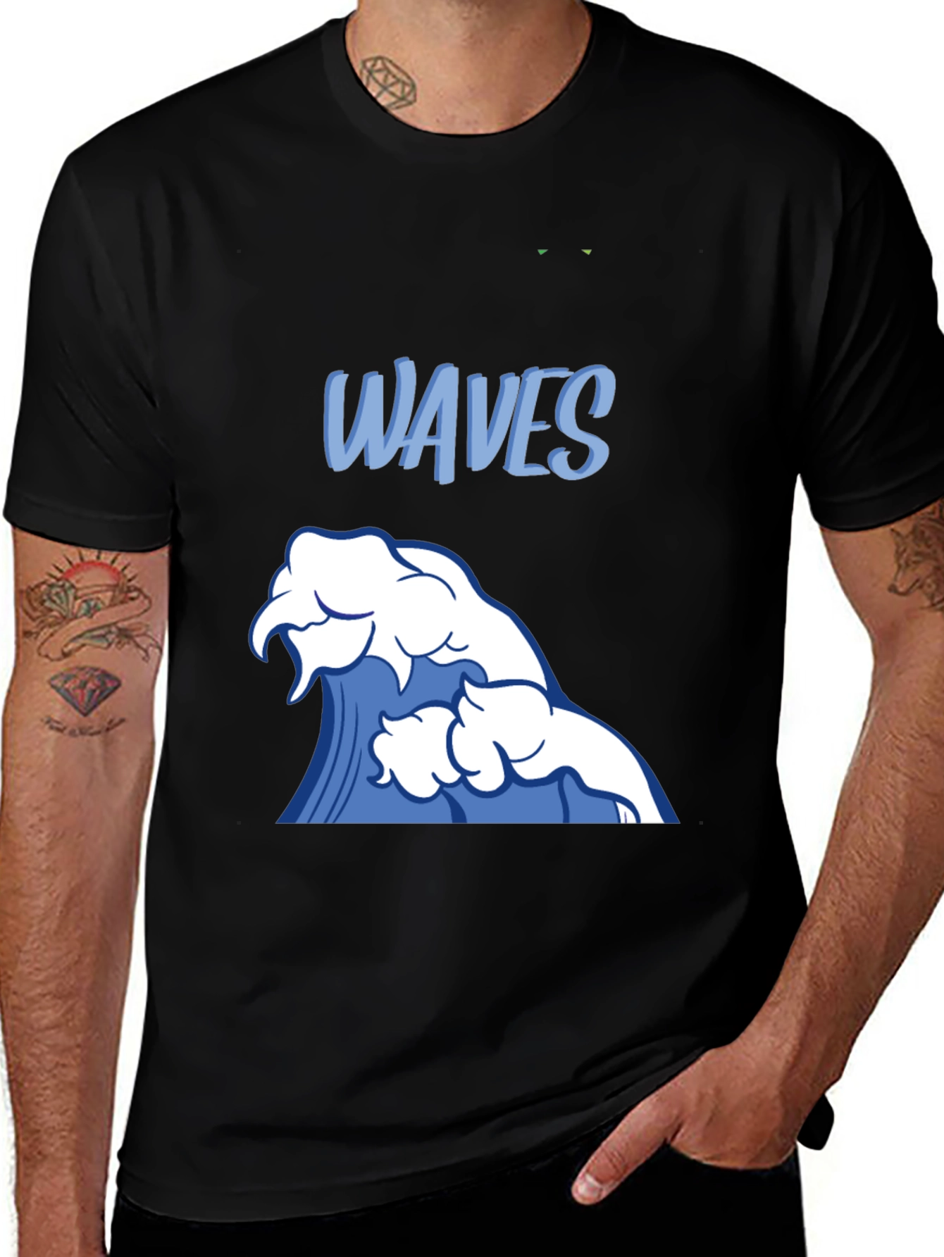 Waves Graphic Black T-Shirt - Surfer Style Tee