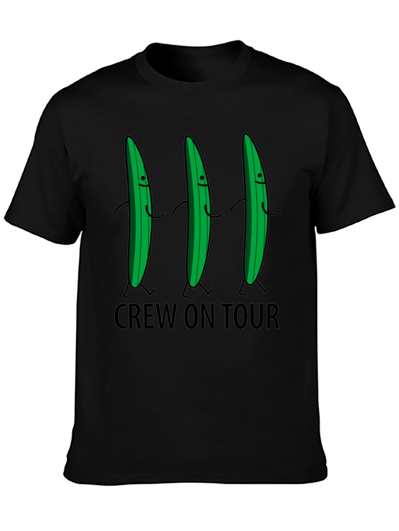 Funny Cucumber Crew On Tour Black T-Shirt