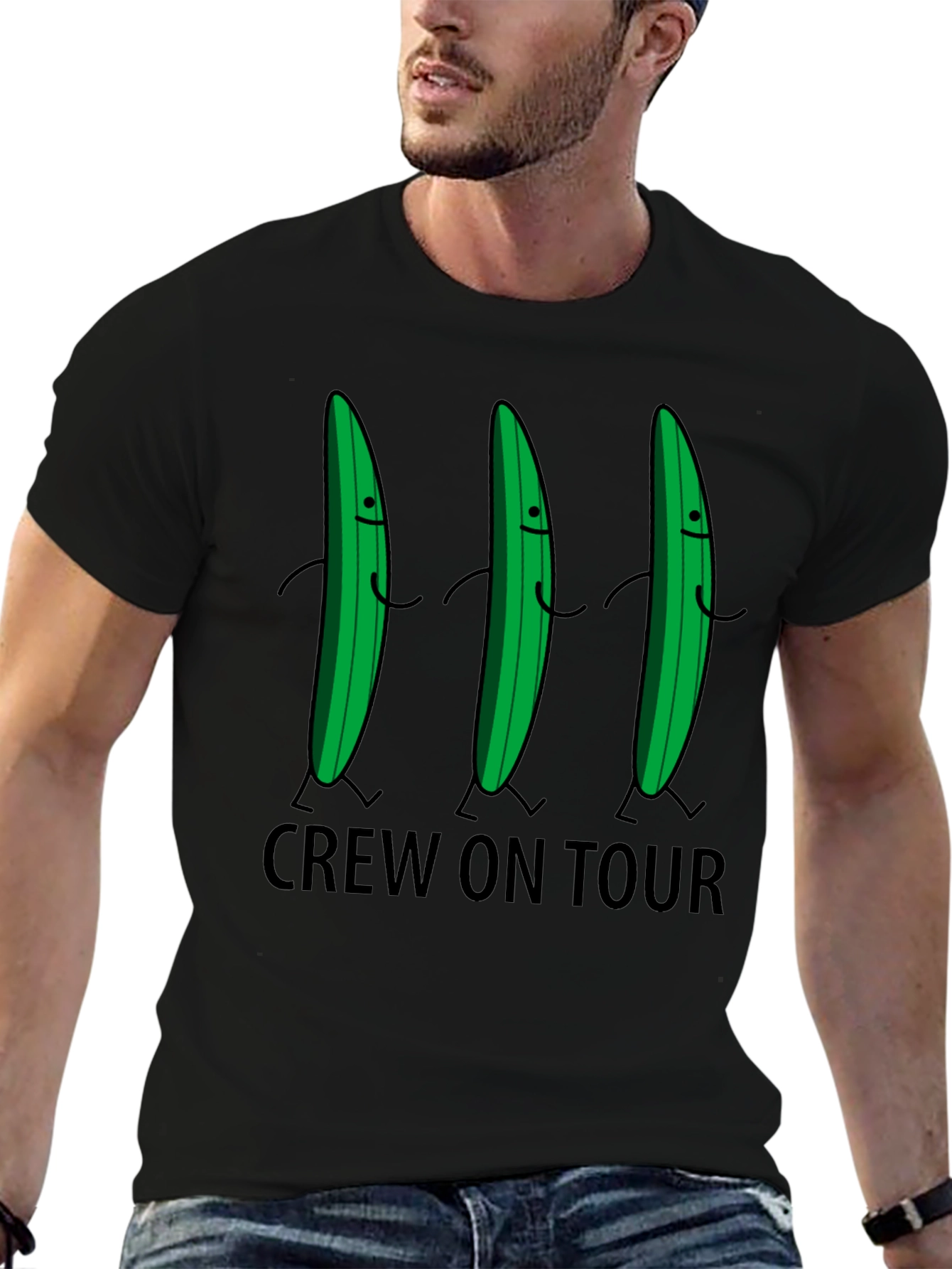 Funny Cucumber Crew On Tour Black T-Shirt