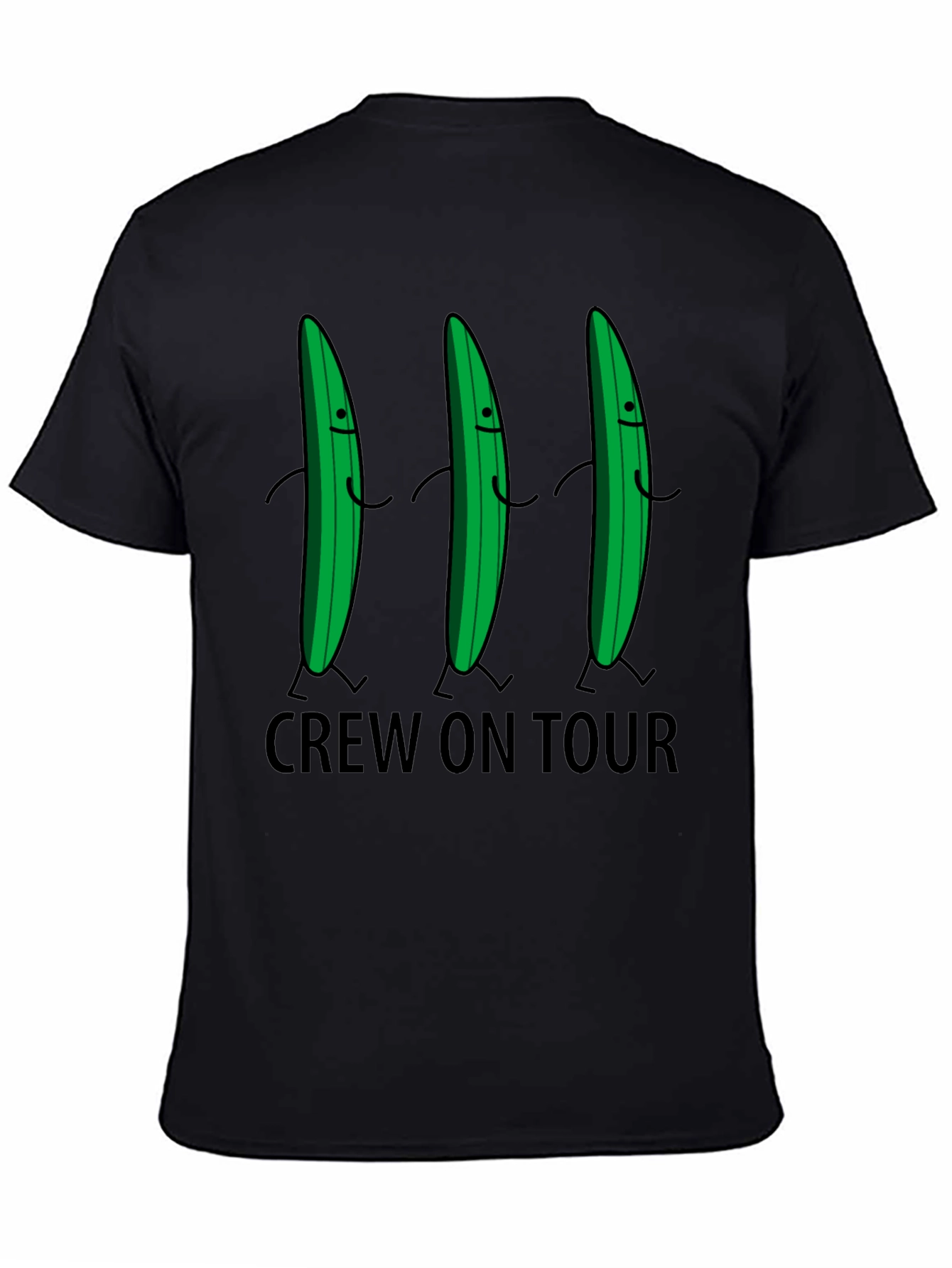 Funny Cucumber Crew On Tour Black T-Shirt