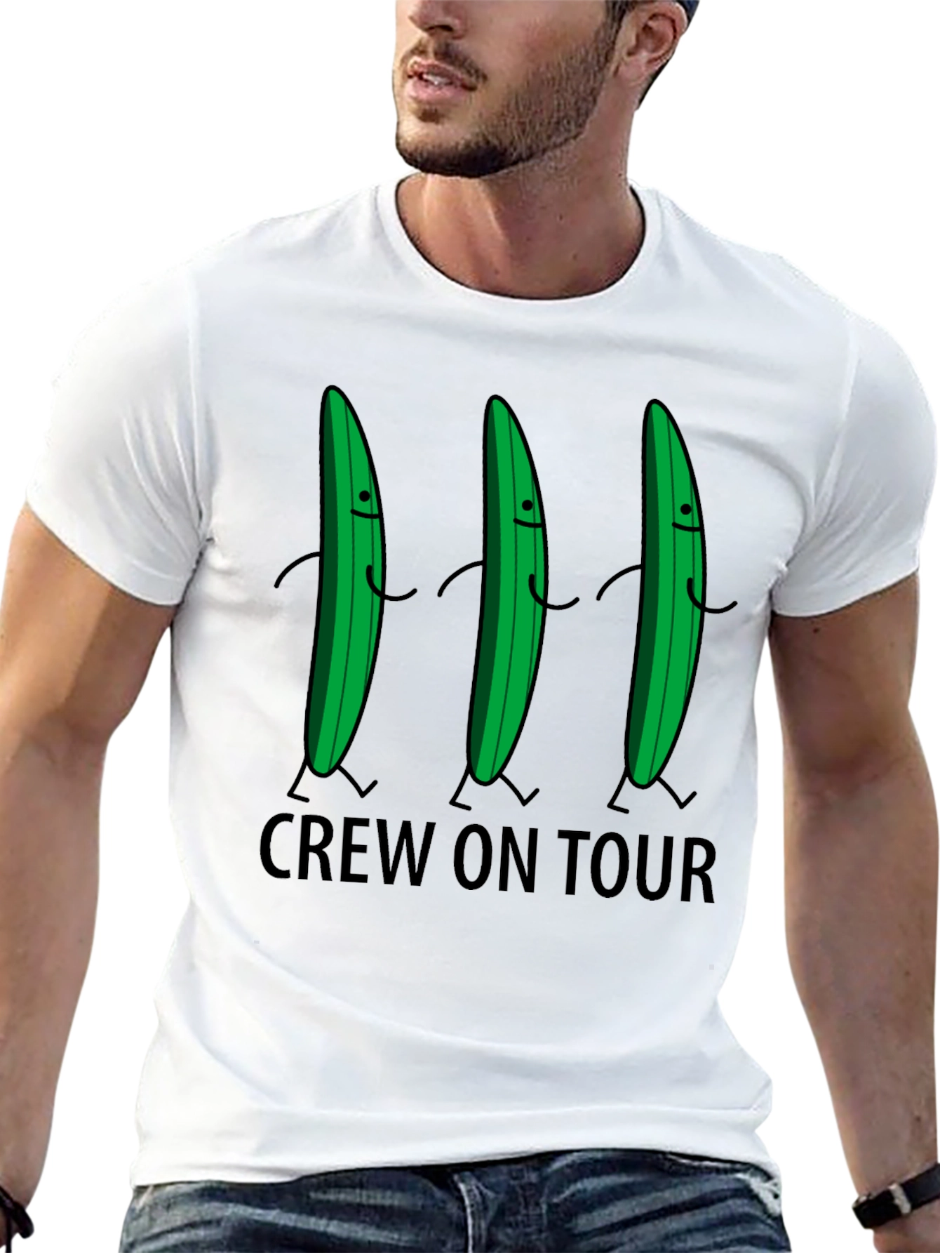 Funny Cucumber Crew On Tour Black T-Shirt