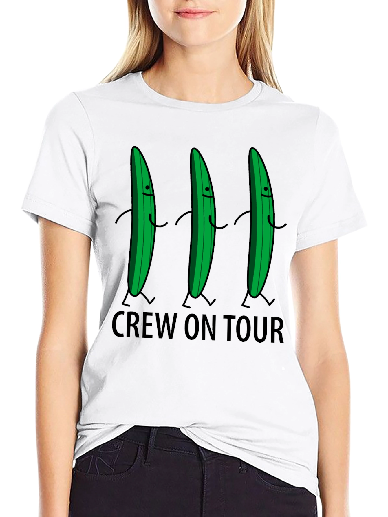 Funny Cucumber Crew On Tour Black T-Shirt