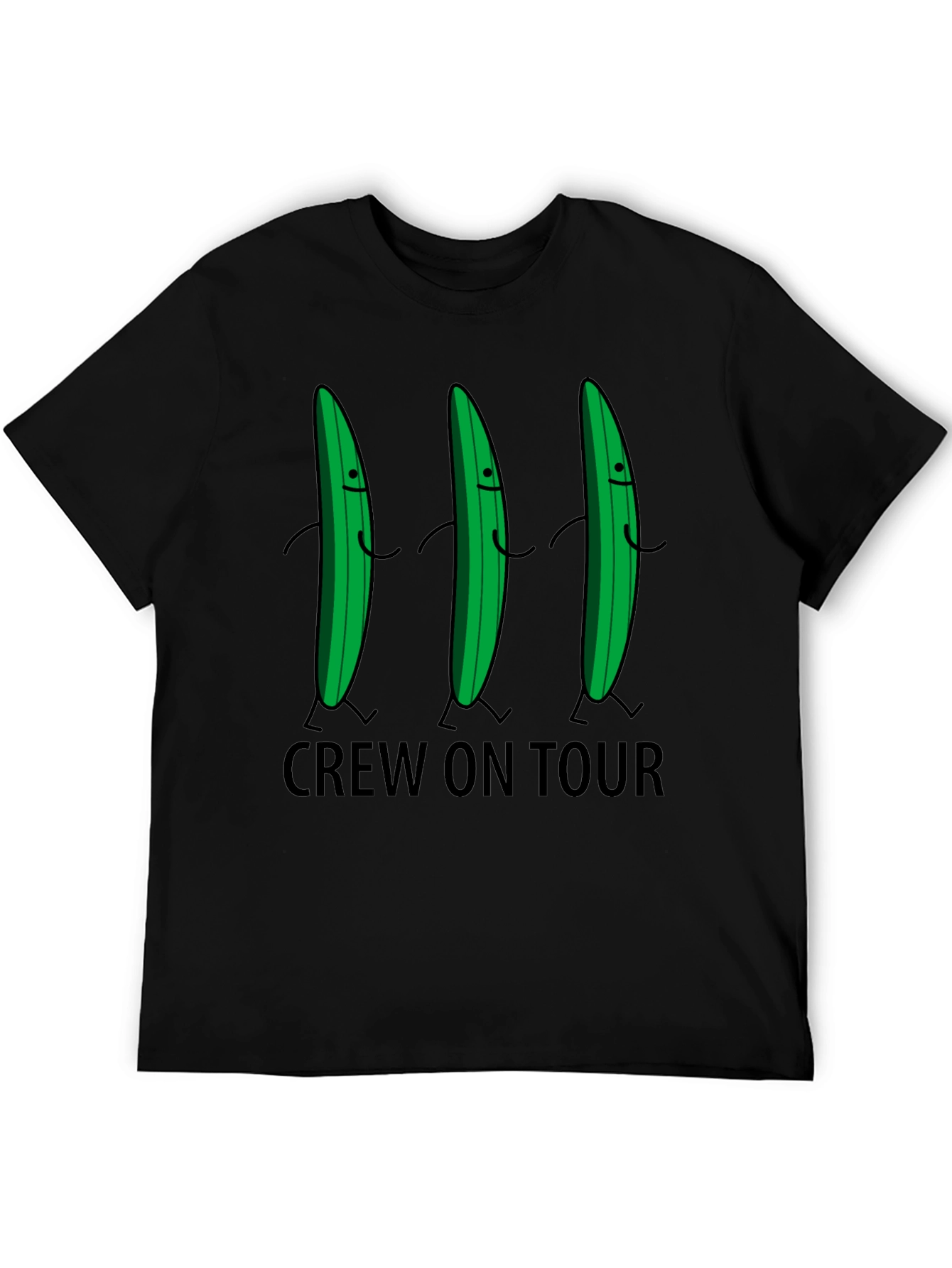 Funny Cucumber Crew On Tour Black T-Shirt