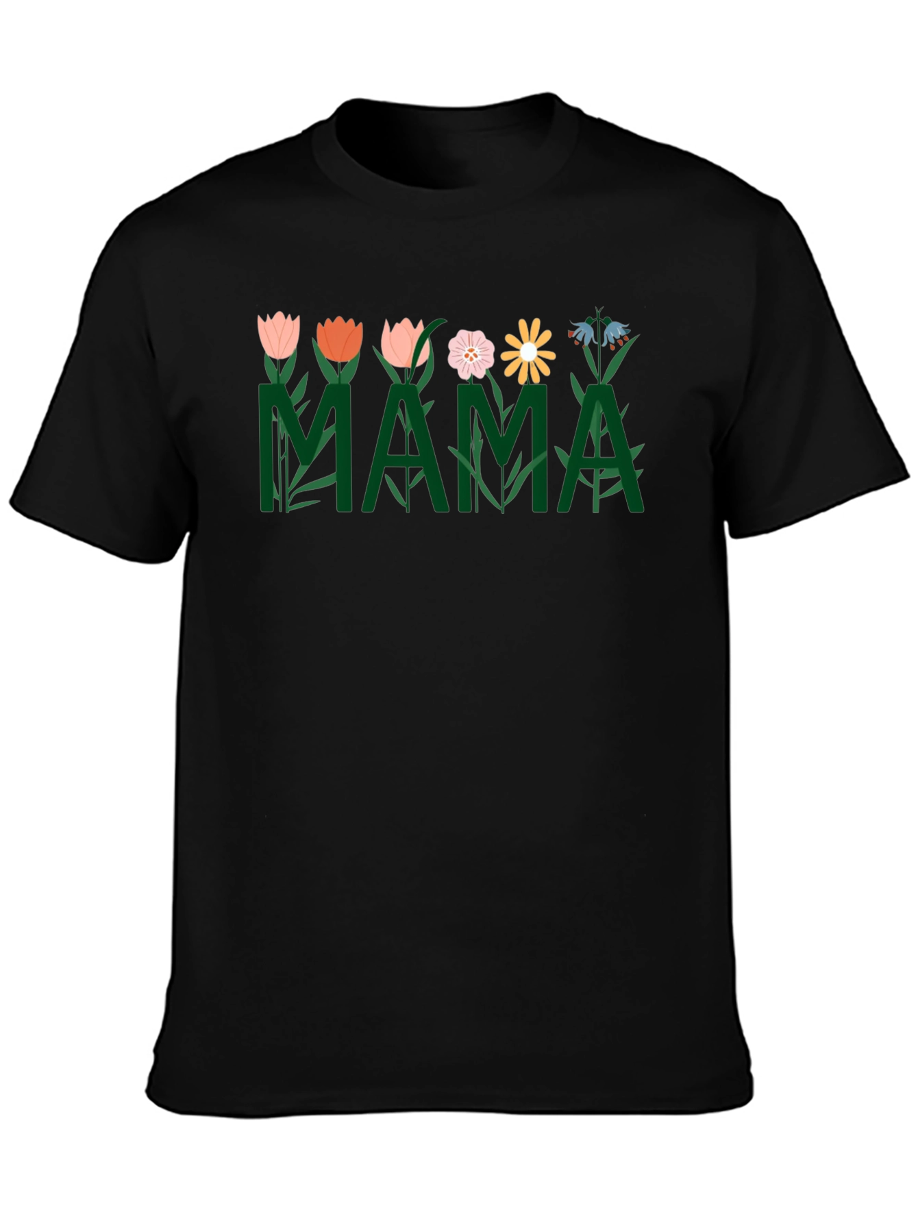 Floral Mama Graphic T-Shirt - Black Cotton Tee