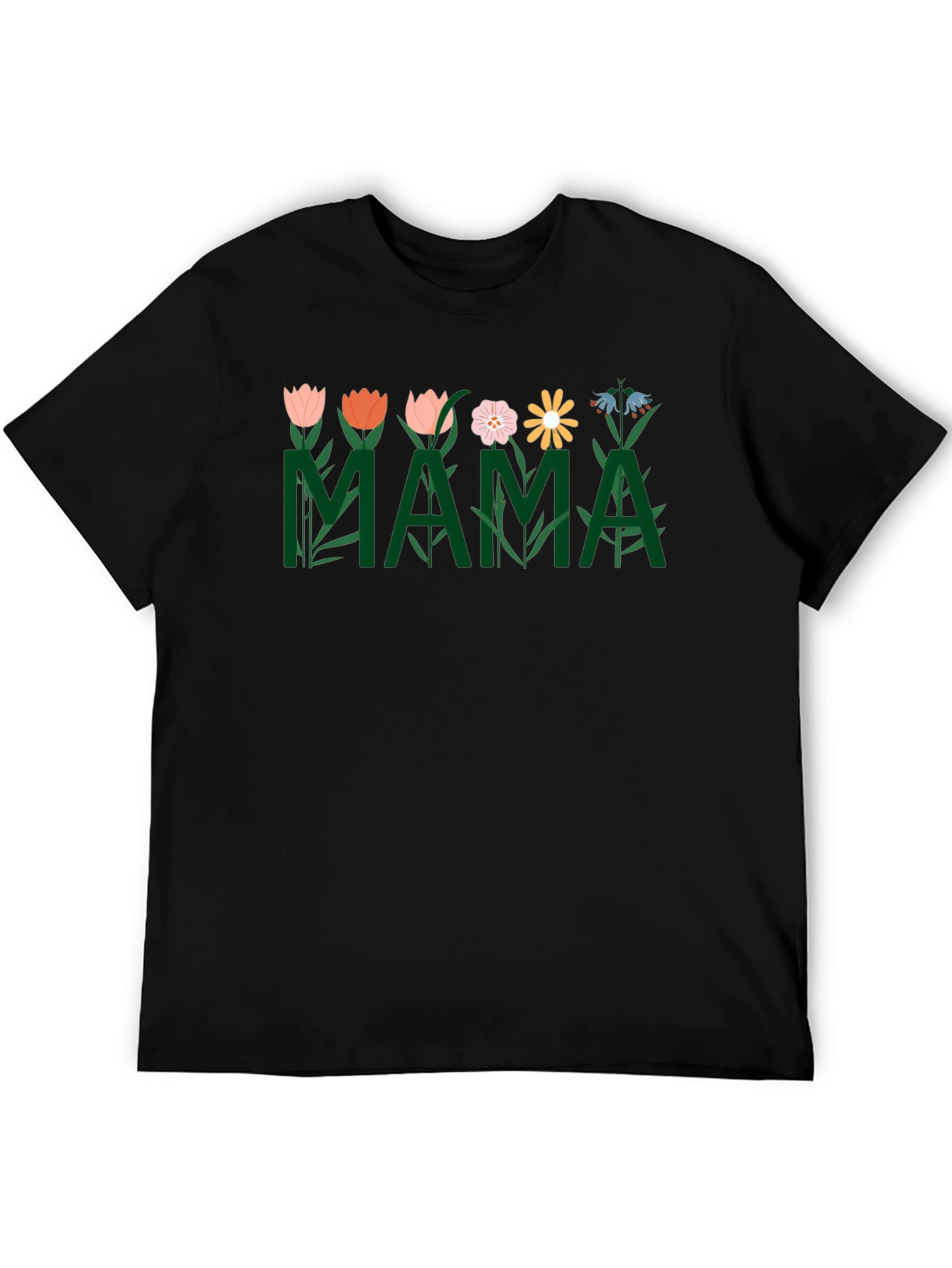 Floral Mama Graphic T-Shirt - Black Cotton Tee