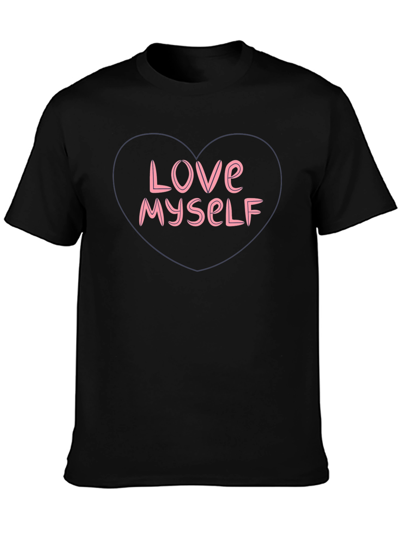 Love Myself Graphic Tee - Heart Design Black T-Shirt