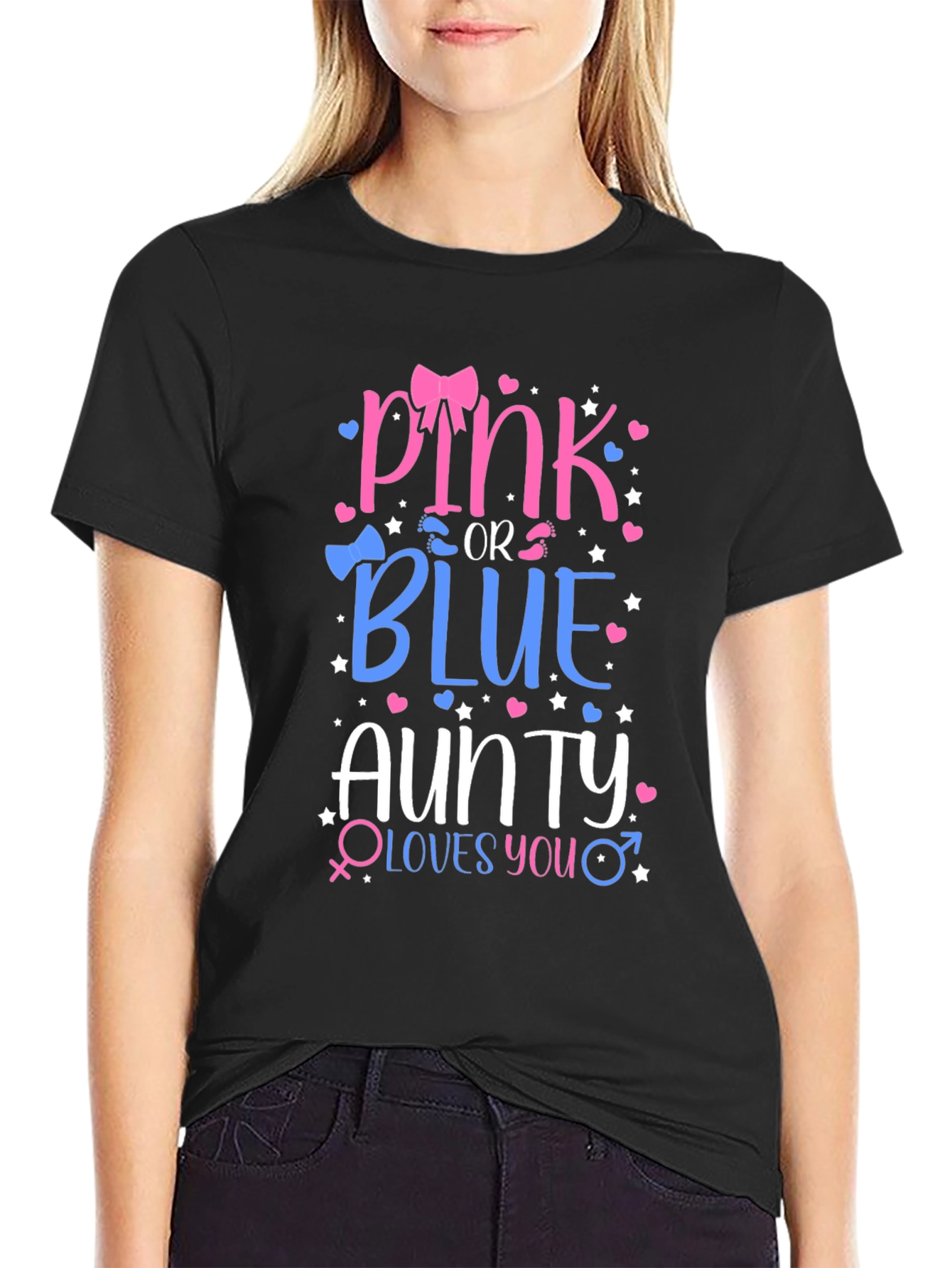 Pink or Blue Auntie Gender Reveal T-Shirt