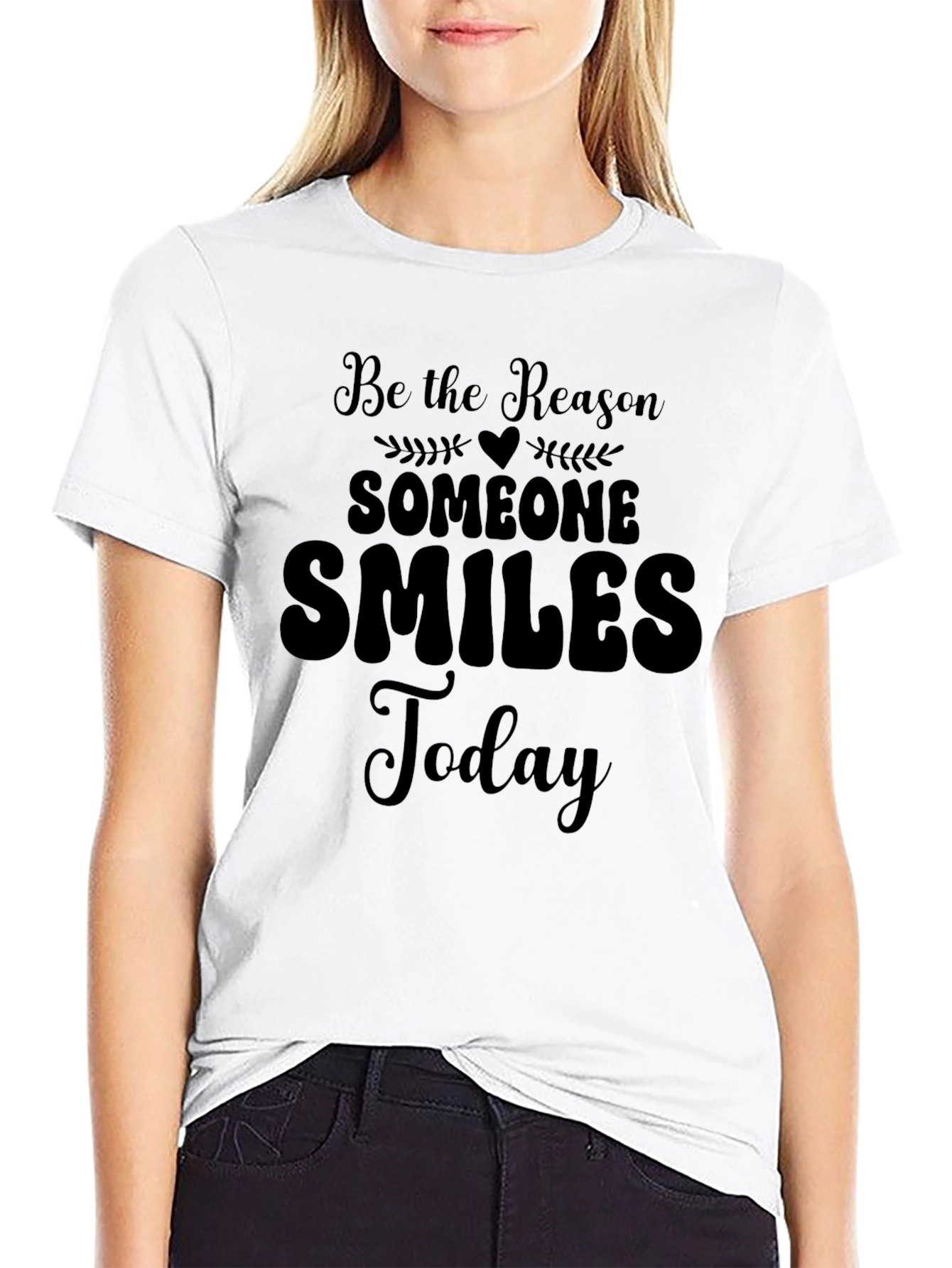 Inspirational Smiles Today Black Graphic T-Shirt