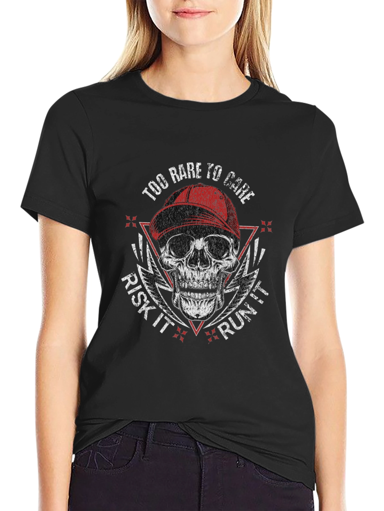 Edgy Skull Graphic Tee - Risk It Run It