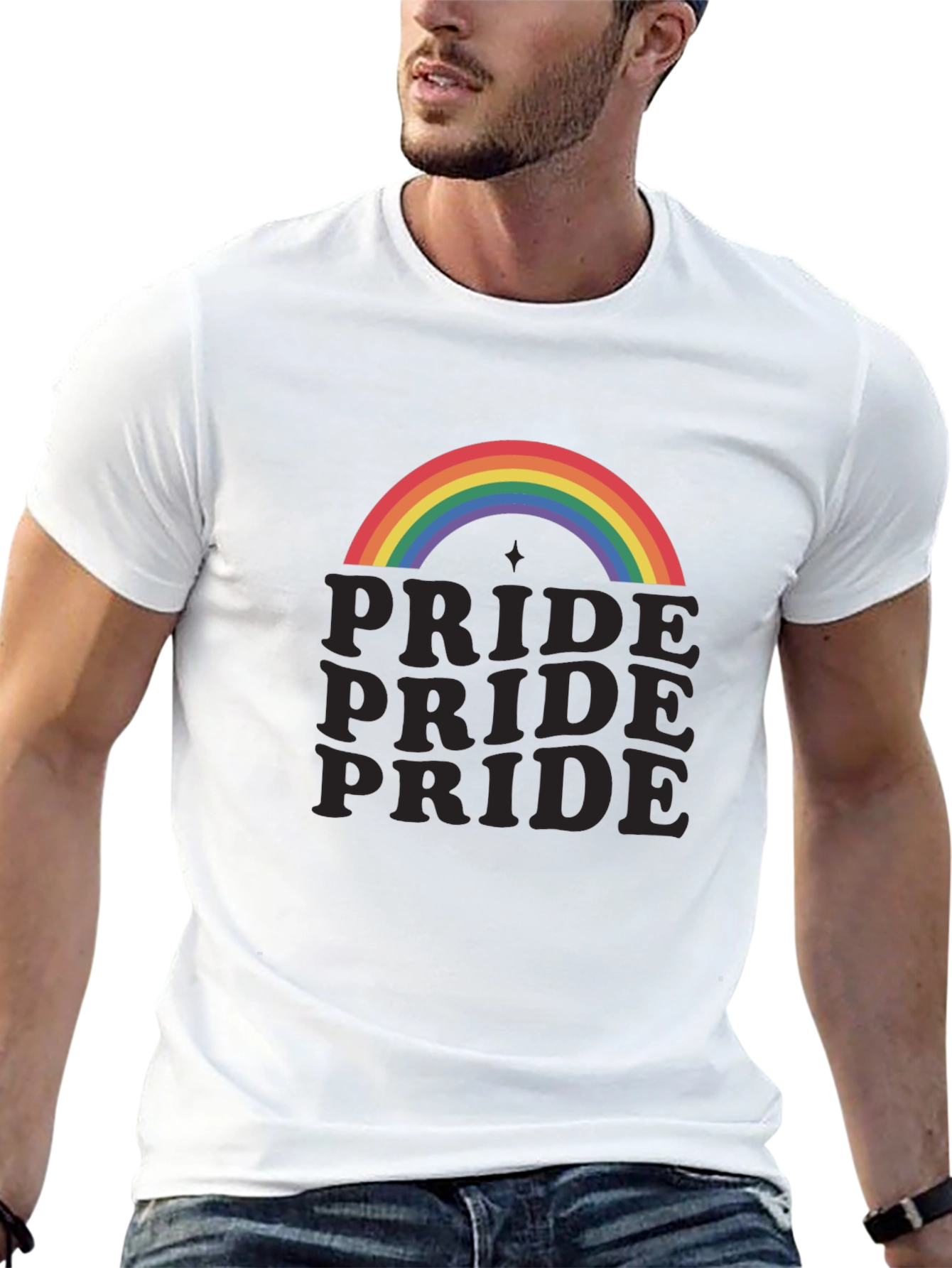 Pride Rainbow Graphic Tee - Black