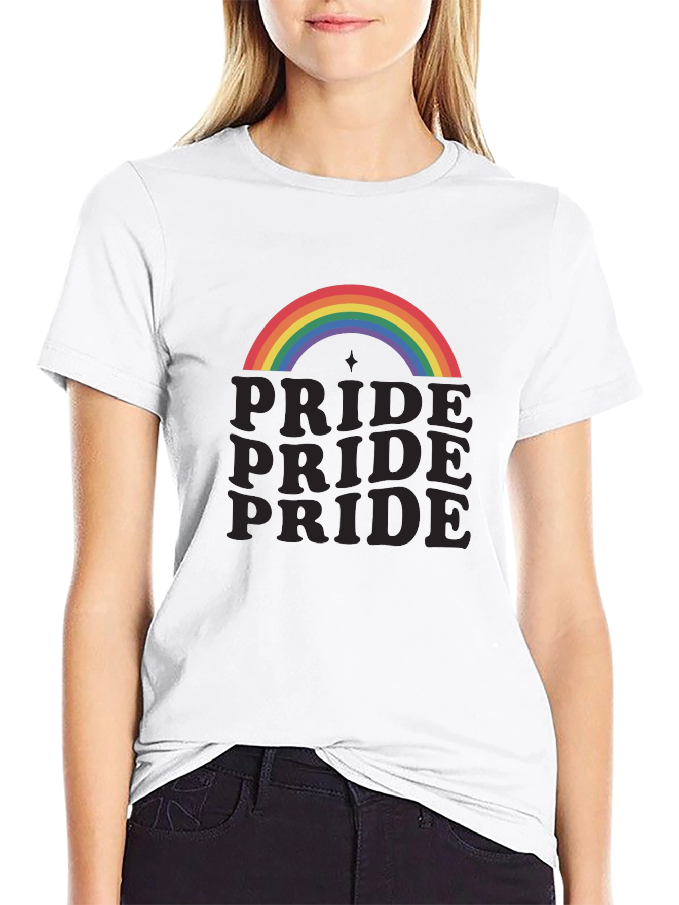 Pride Rainbow Graphic Tee - Black