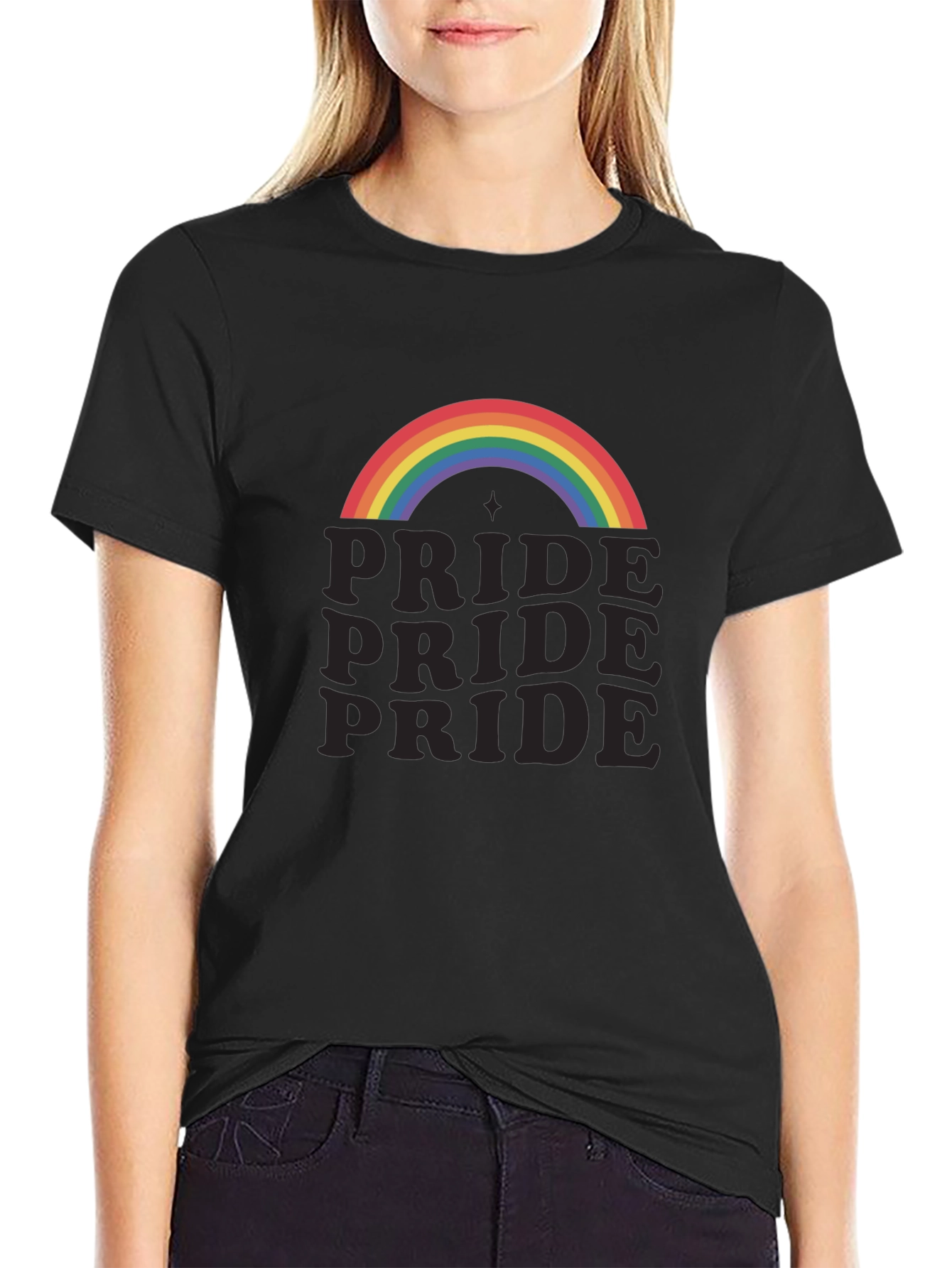 Pride Rainbow Graphic Tee - Black