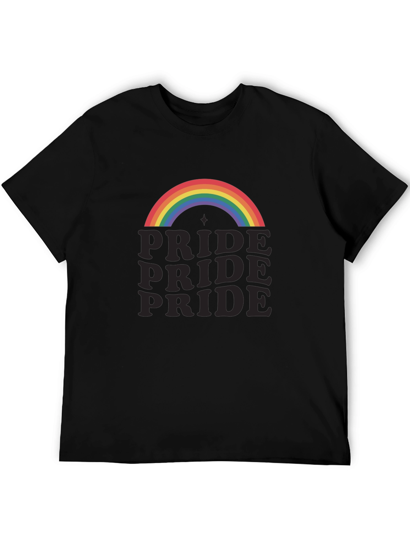 Pride Rainbow Graphic Tee - Black