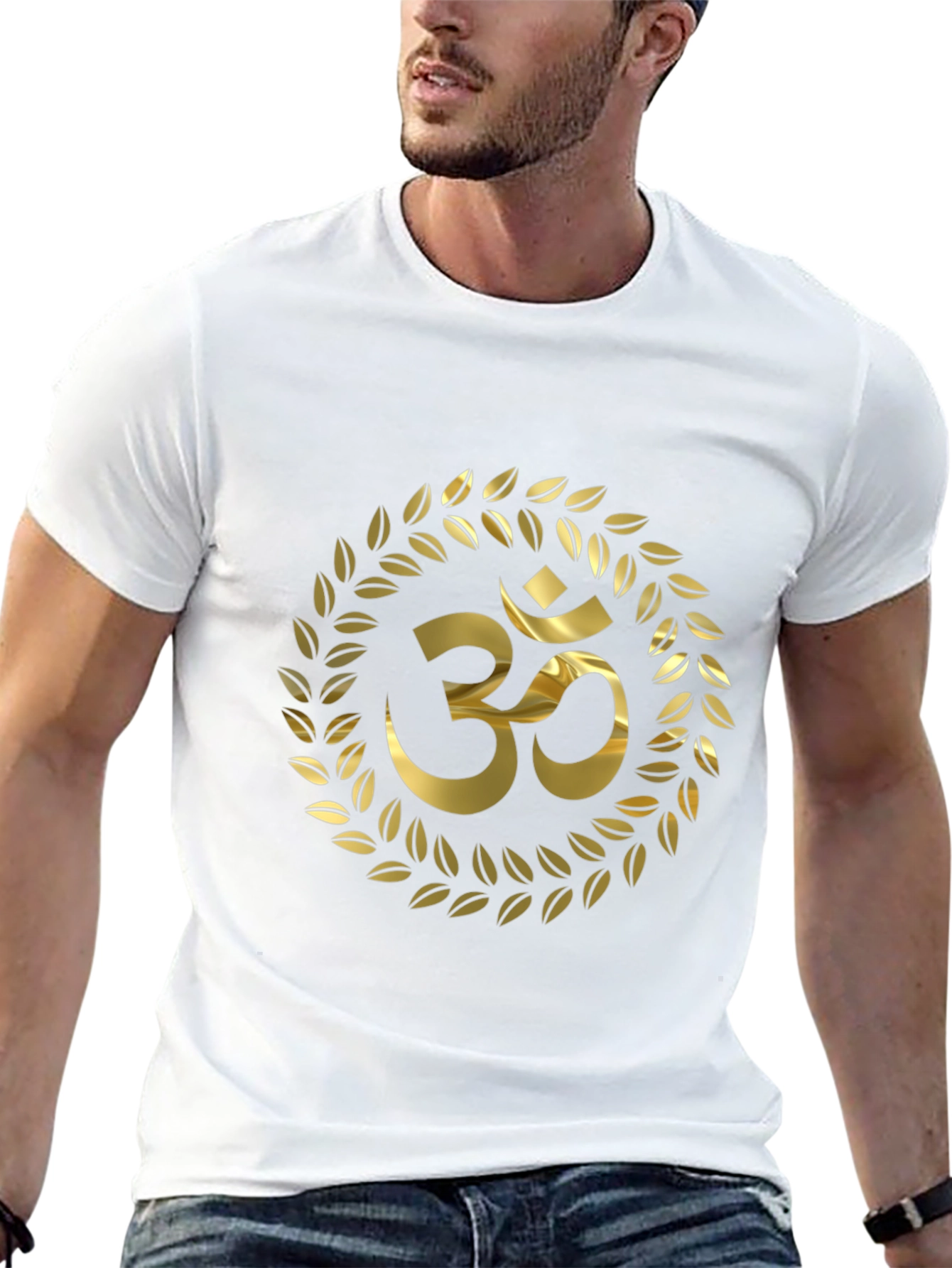 Om Symbol Wreath Black T-Shirt