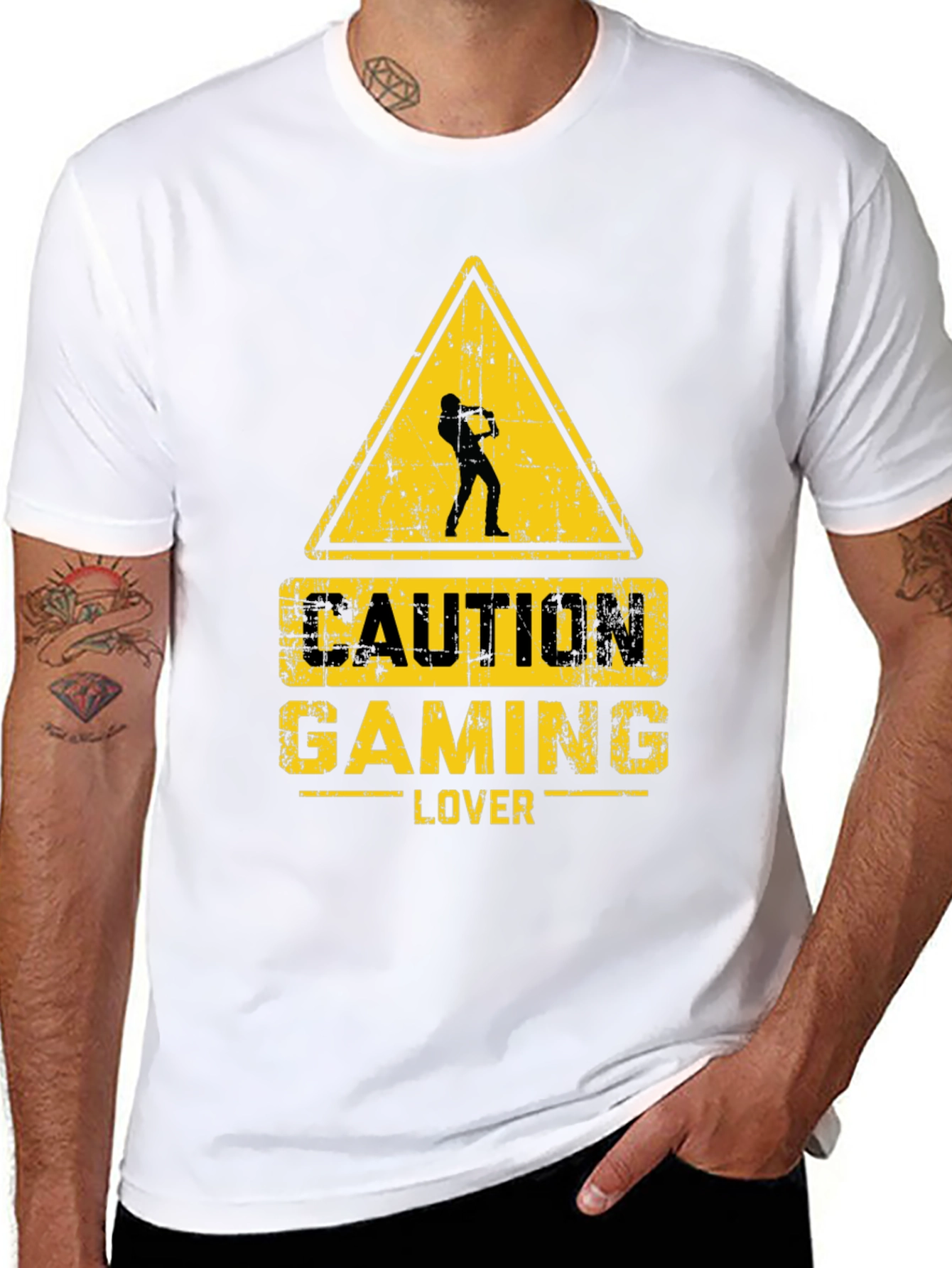 Caution Gaming Lover Black T-Shirt