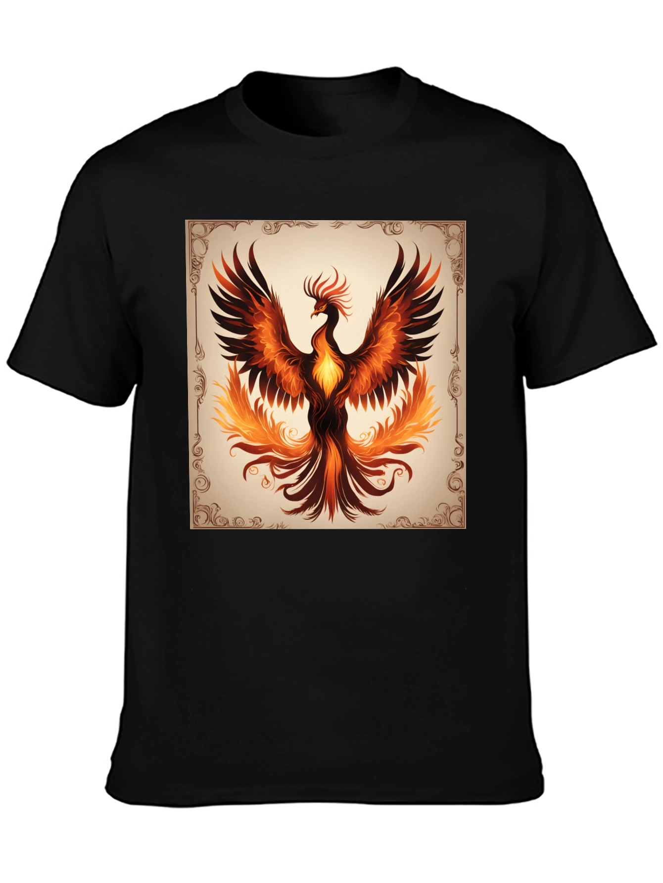 Phoenix Graphic Tee - Black Cotton T-Shirt