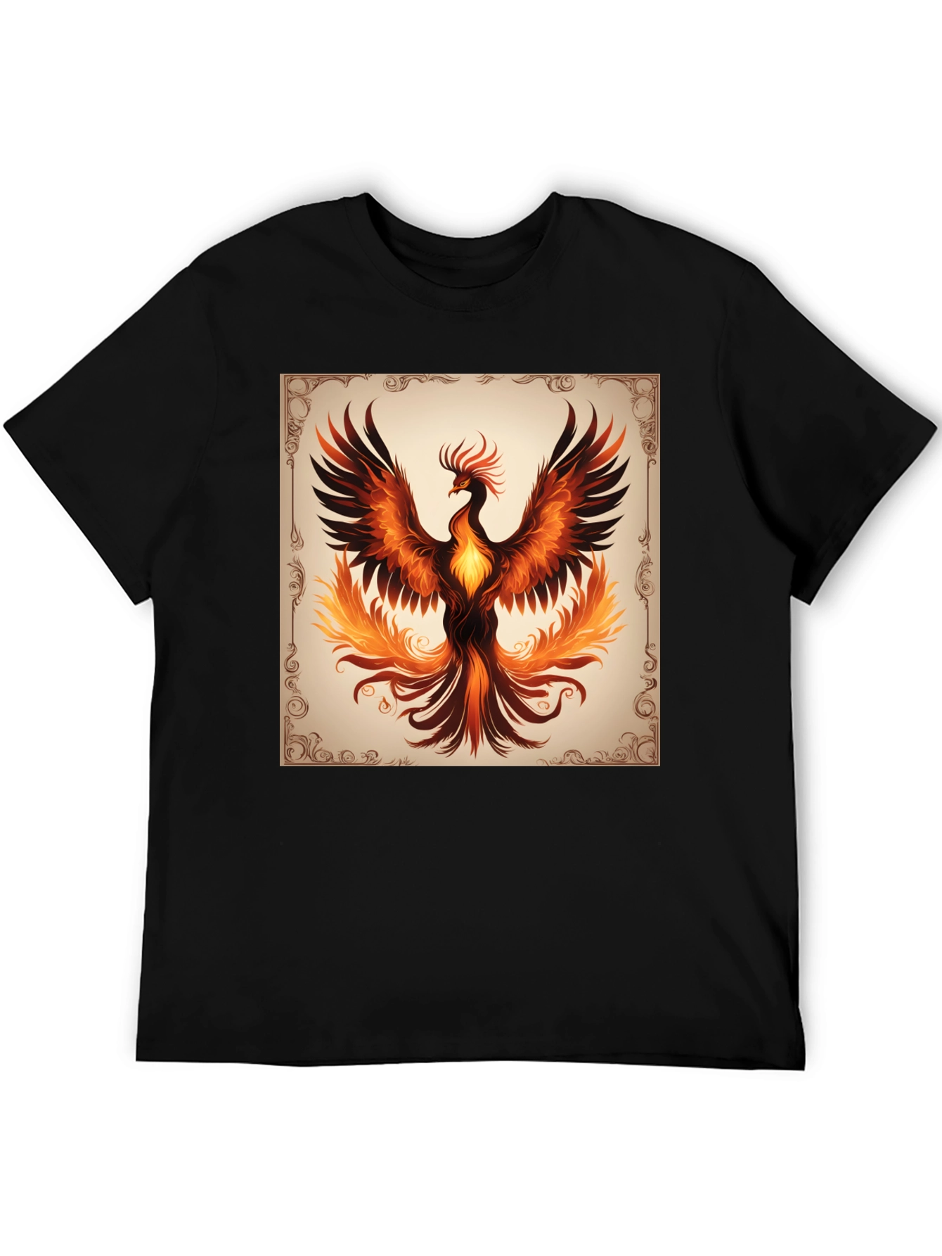 Phoenix Graphic Tee - Black Cotton T-Shirt