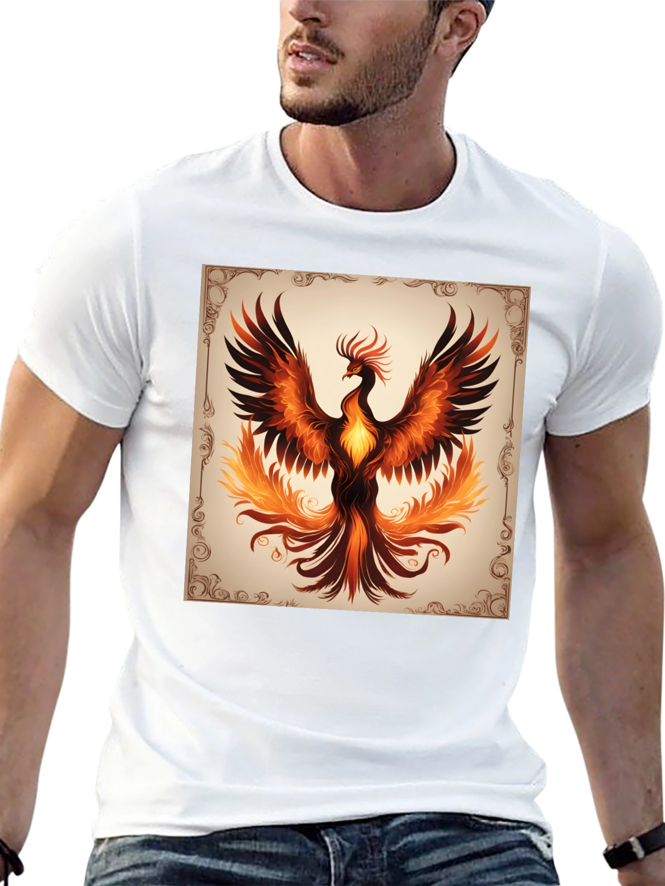 Phoenix Graphic Tee - Black Cotton T-Shirt