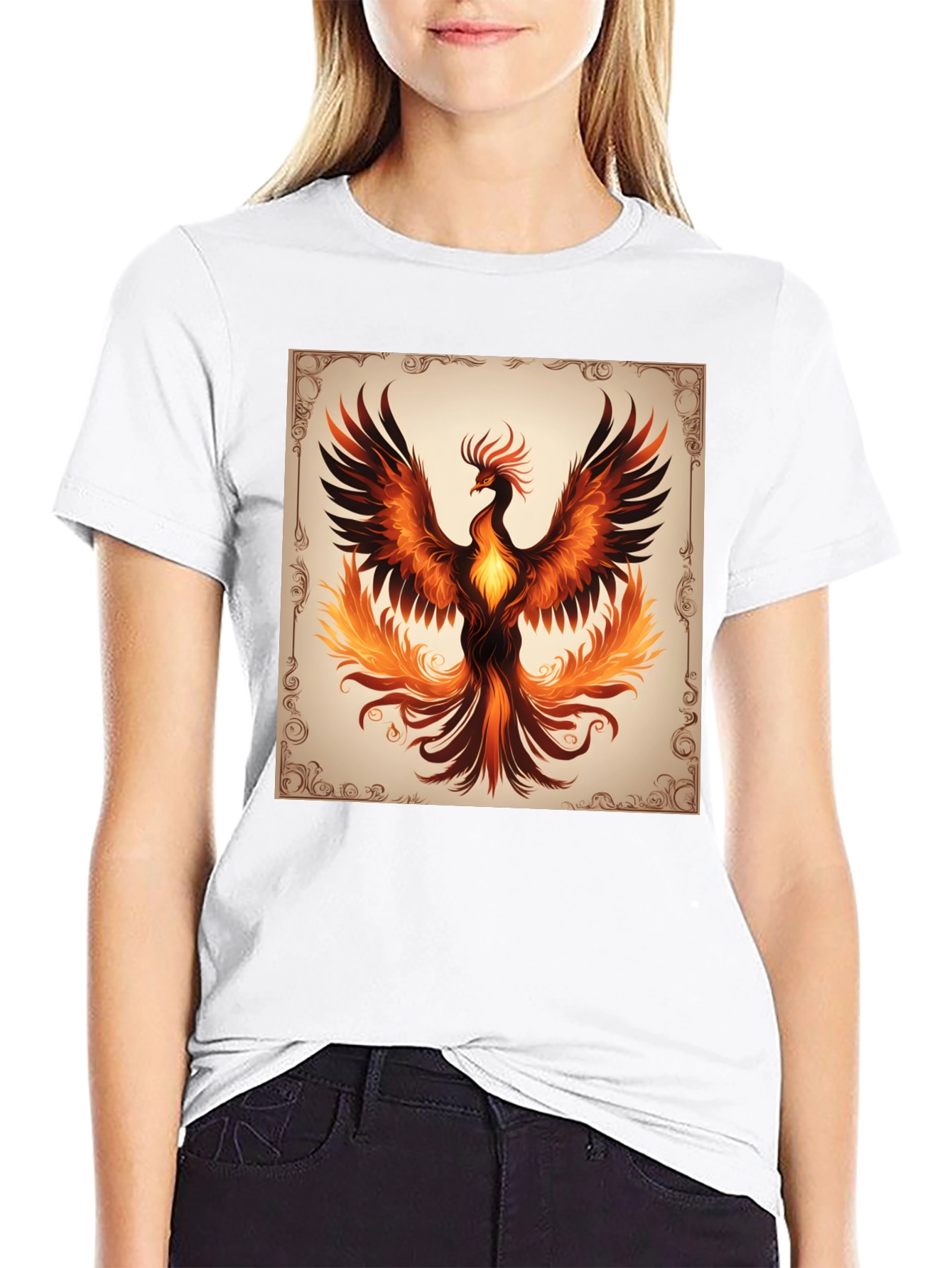 Phoenix Graphic Tee - Black Cotton T-Shirt