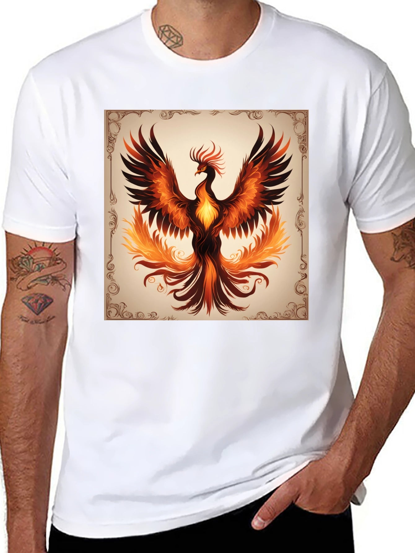 Phoenix Graphic Tee - Black Cotton T-Shirt