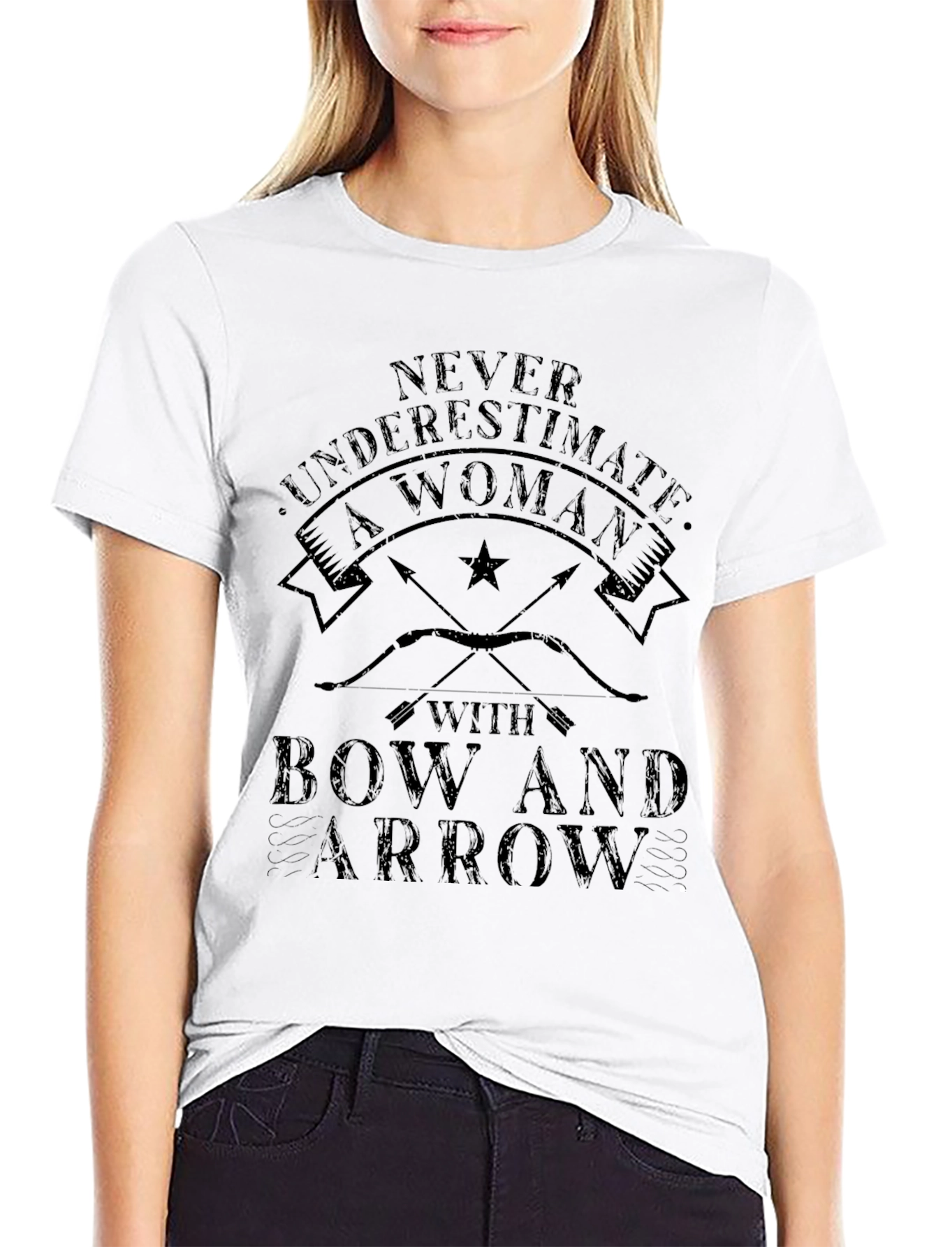 Never Underestimate Woman with Bow and Arrow T-Shirt