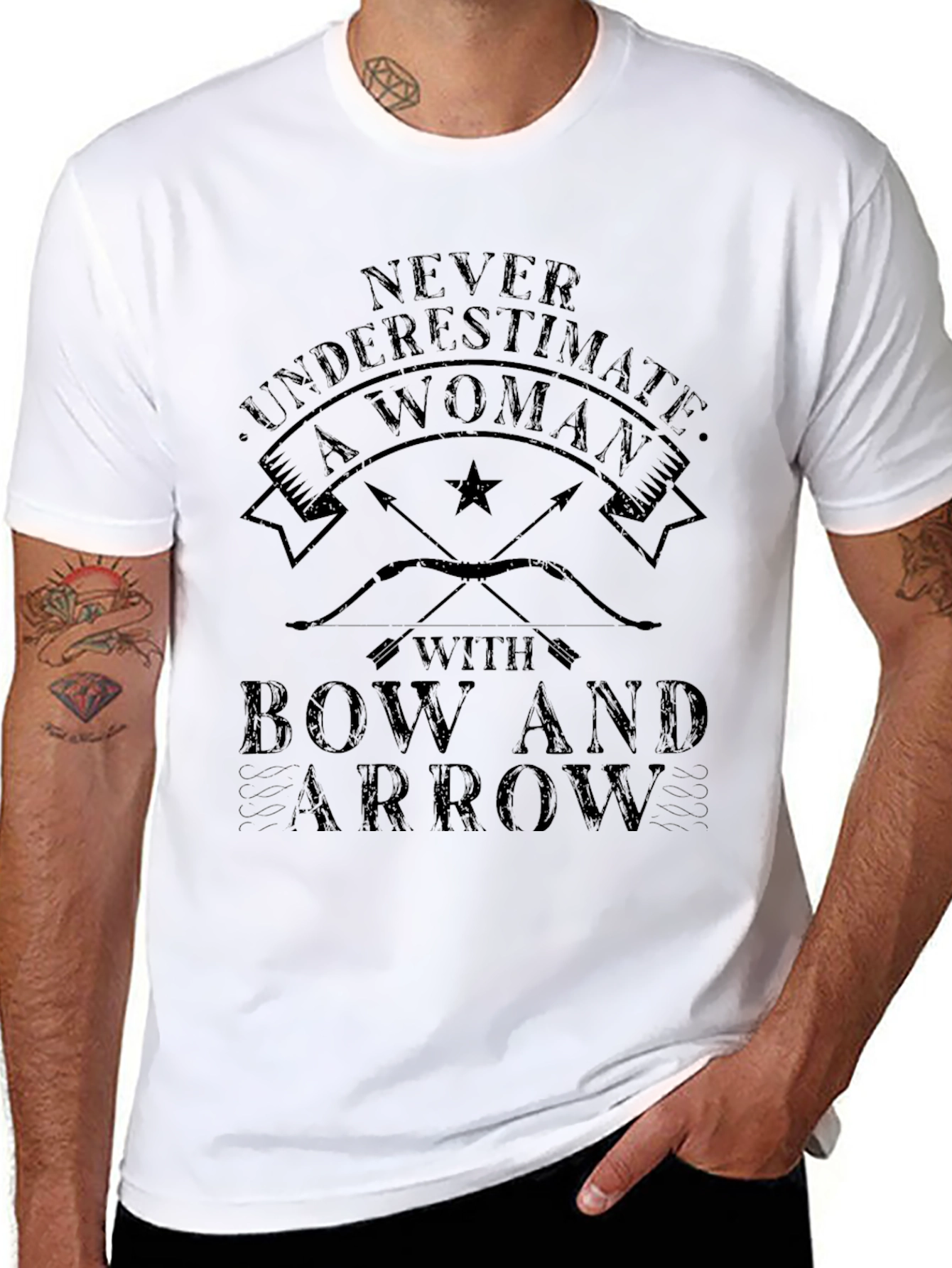 Never Underestimate Woman with Bow and Arrow T-Shirt