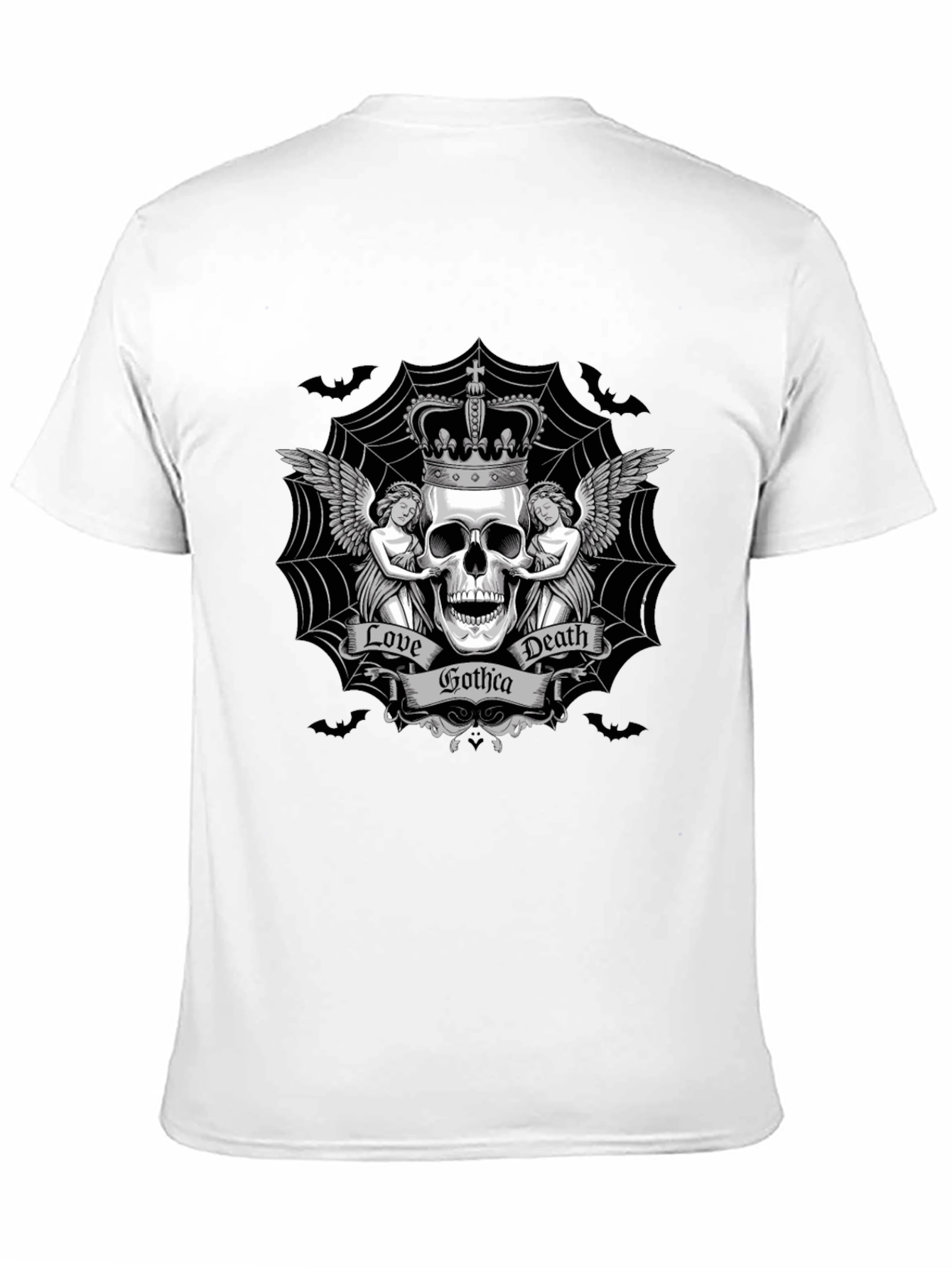 Gothic Skull Crown Graphic T-Shirt