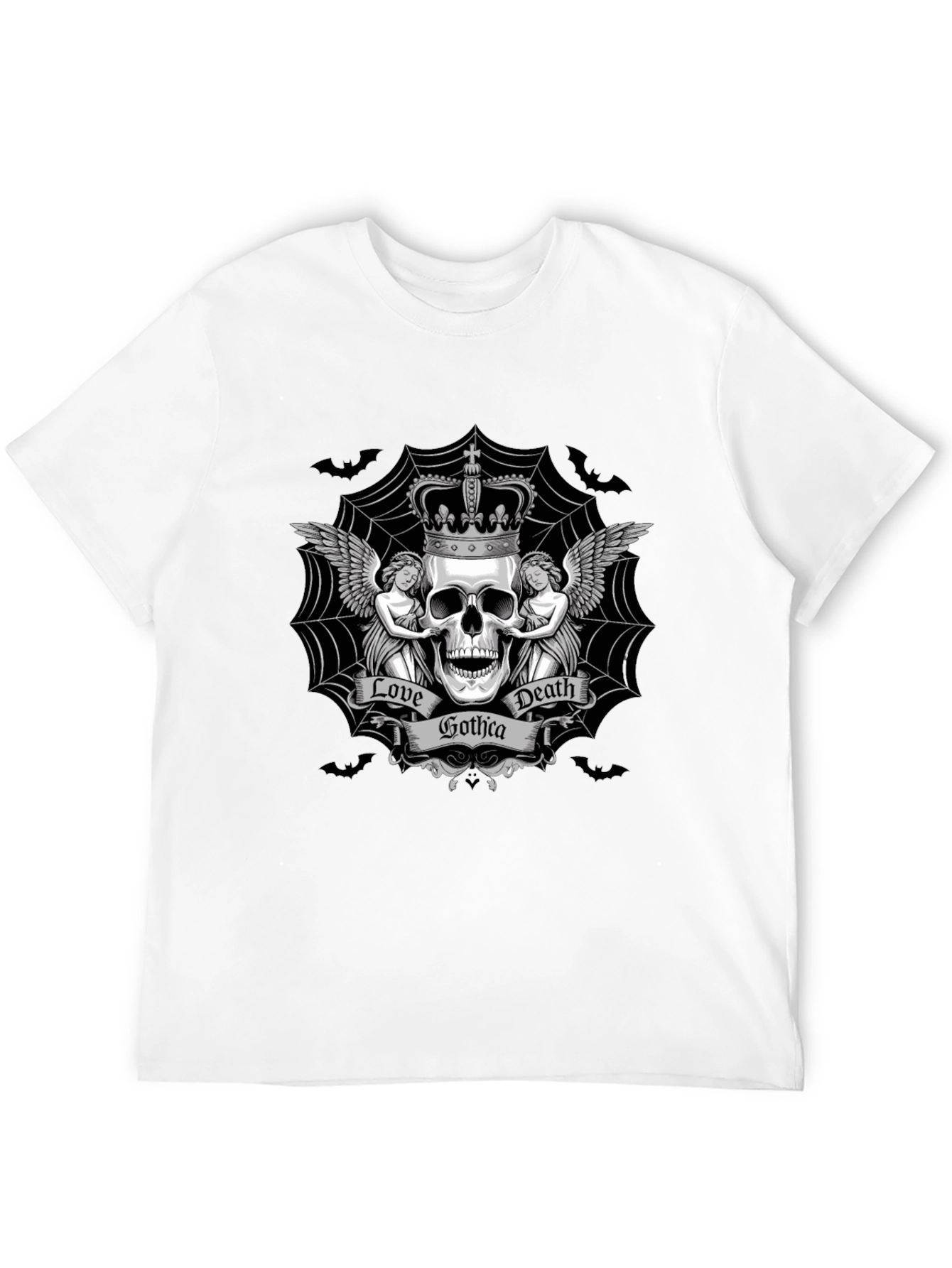 Gothic Skull Crown Graphic T-Shirt