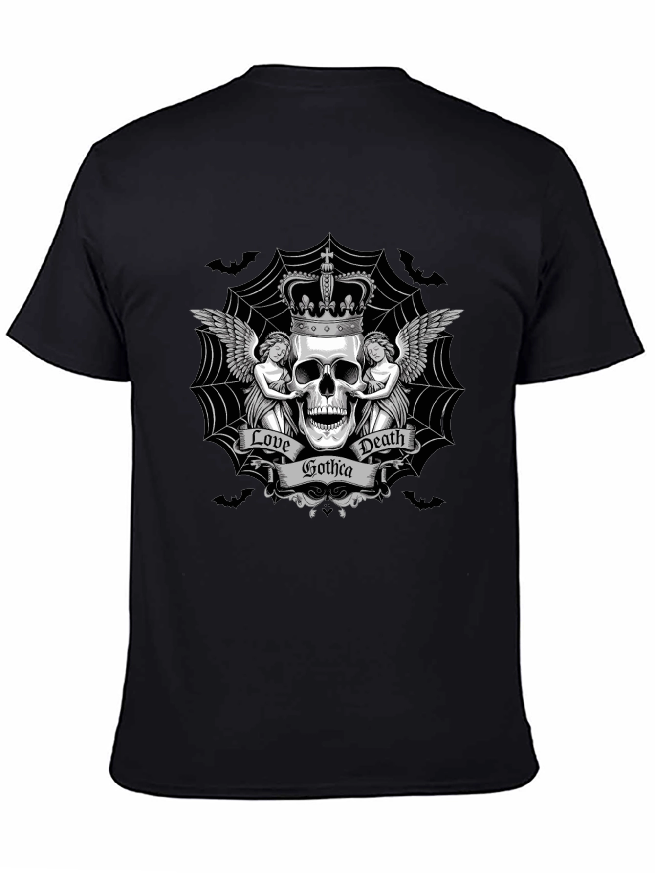 Gothic Skull Crown Graphic T-Shirt