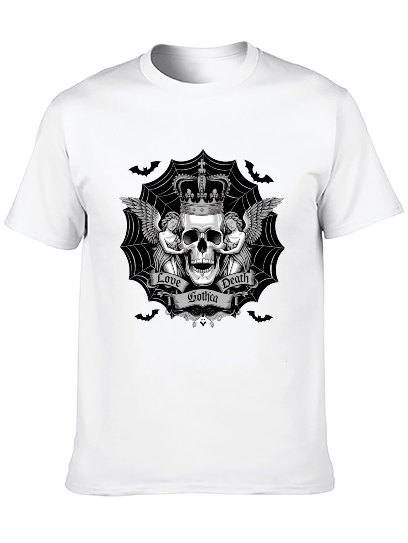 Gothic Skull Crown Graphic T-Shirt