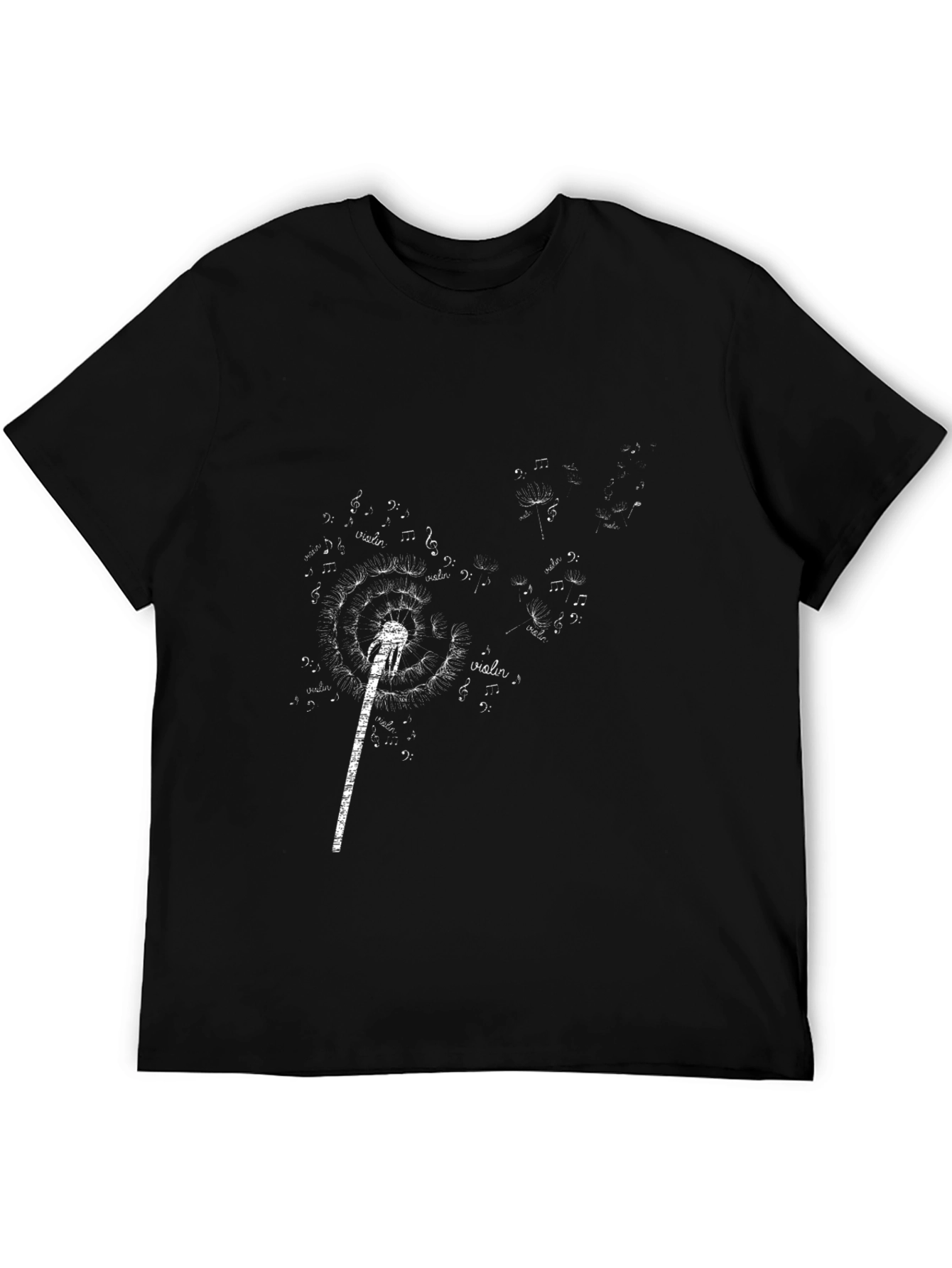 Musical Dandelion T-Shirt - Black Unique Design