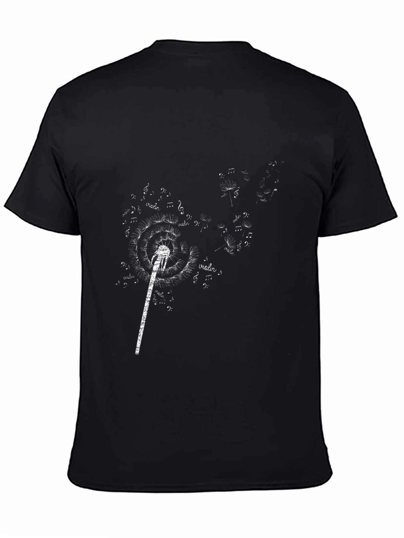 Musical Dandelion T-Shirt - Black Unique Design