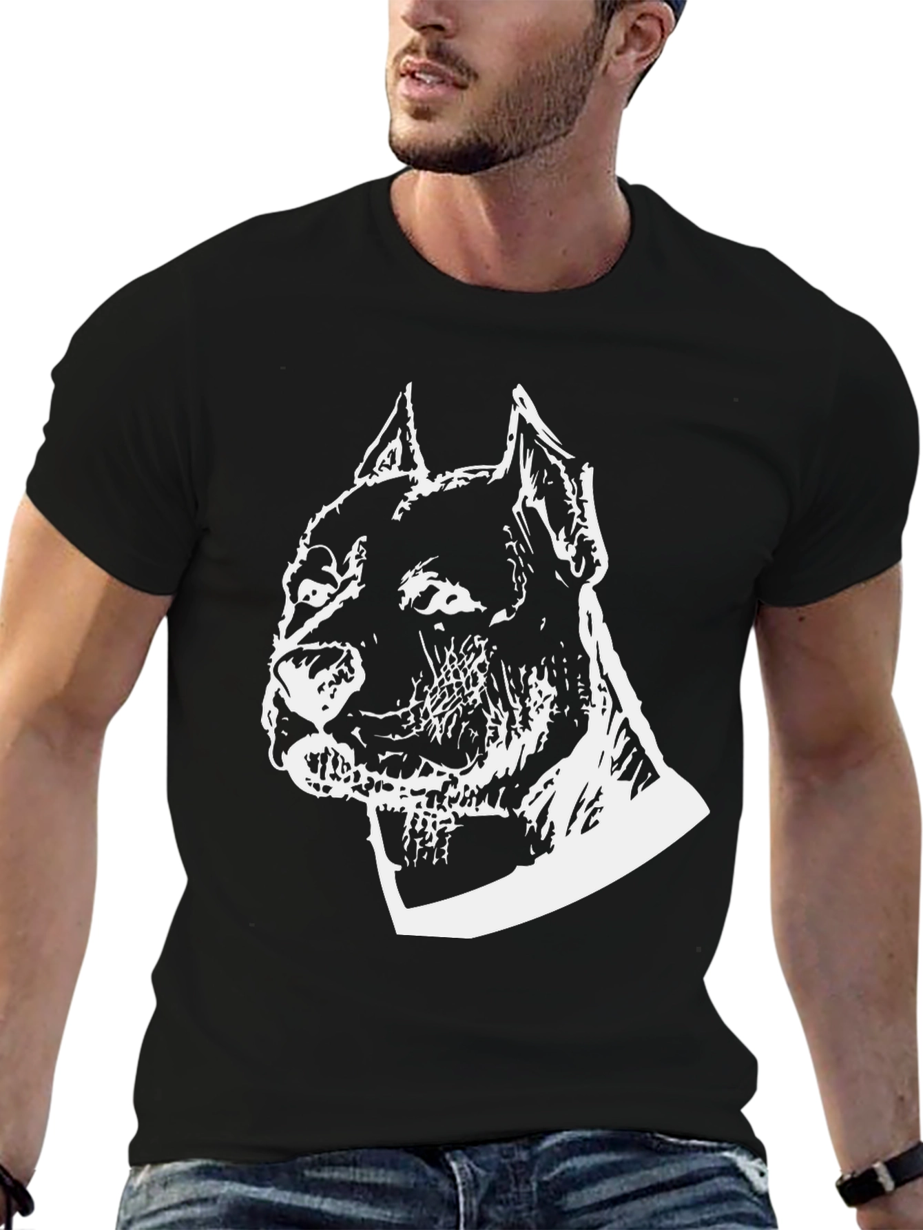 Pitbull Dog Graphic Tee - Black Cotton Blend