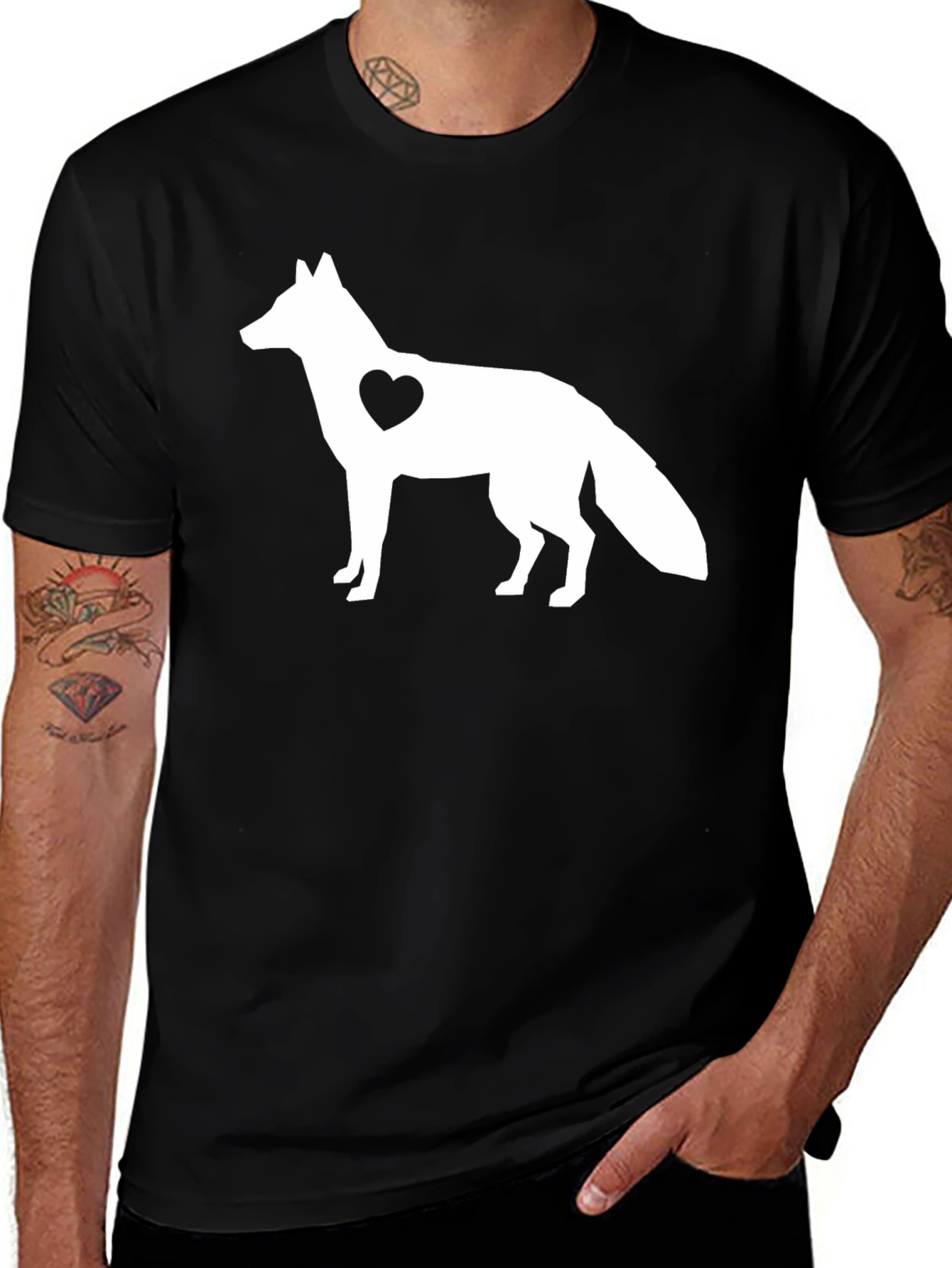 Fox Heart Graphic Black T-Shirt