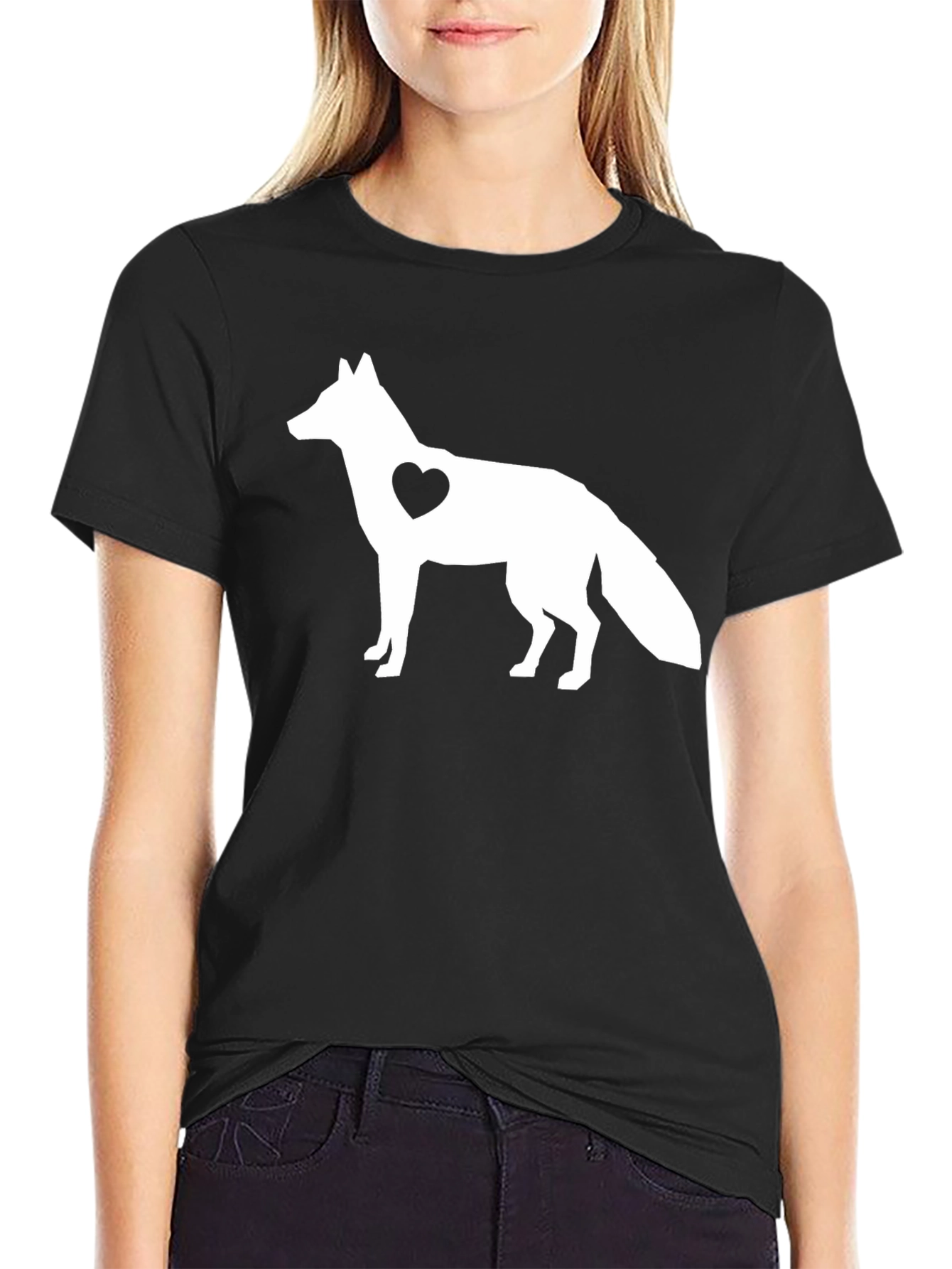 Fox Heart Graphic Black T-Shirt