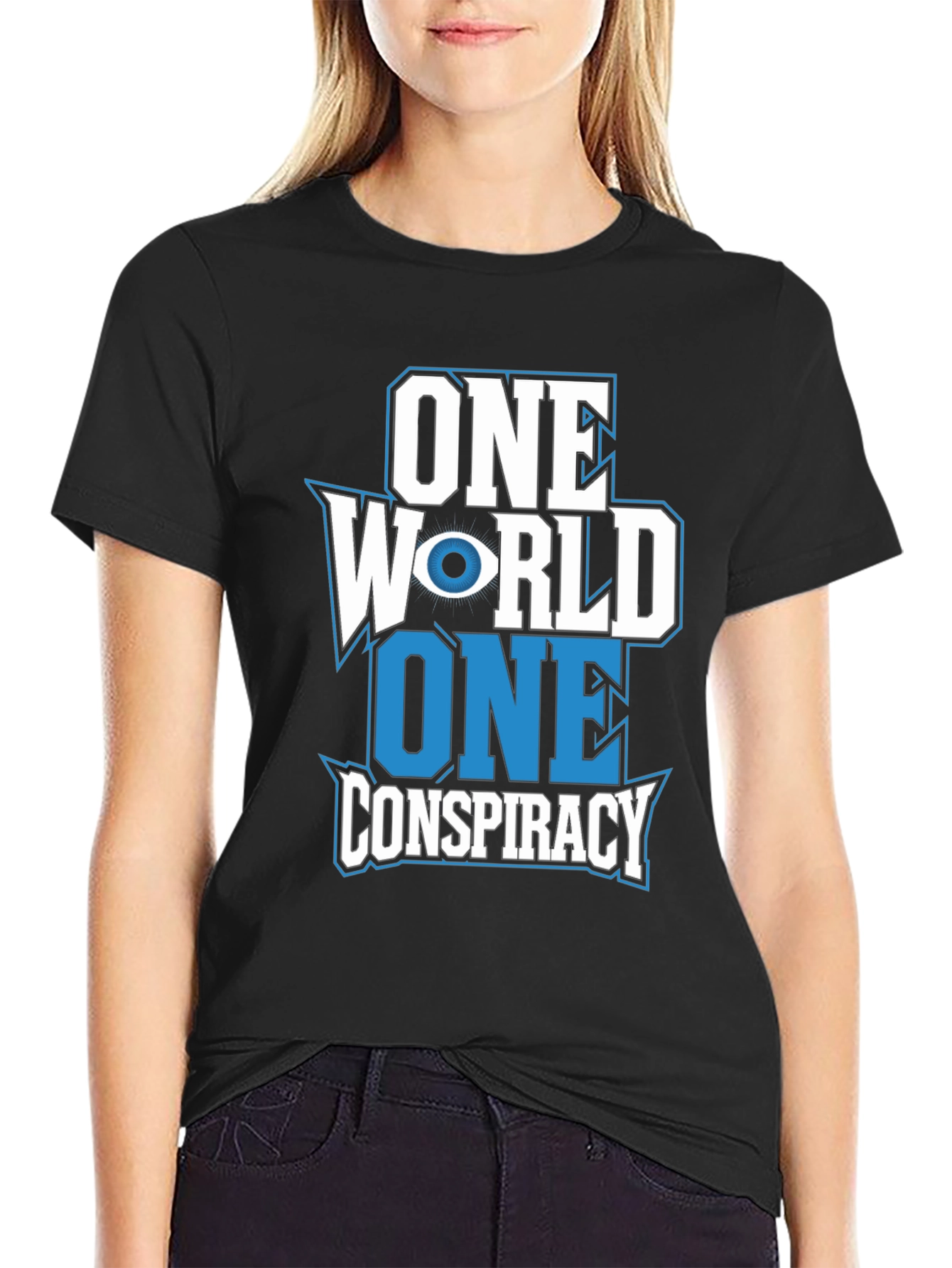 One World Conspiracy T-Shirt Black Cotton Graphic Tee