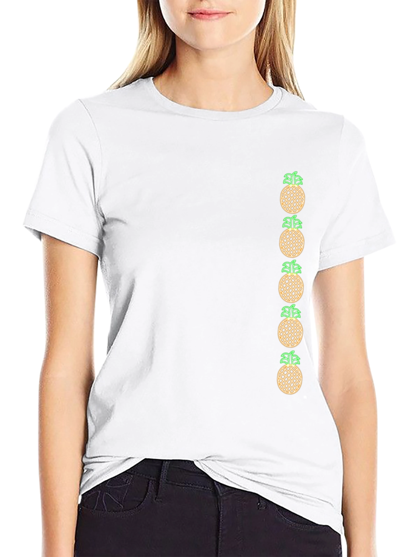 Pineapple Graphic Print Black T-Shirt