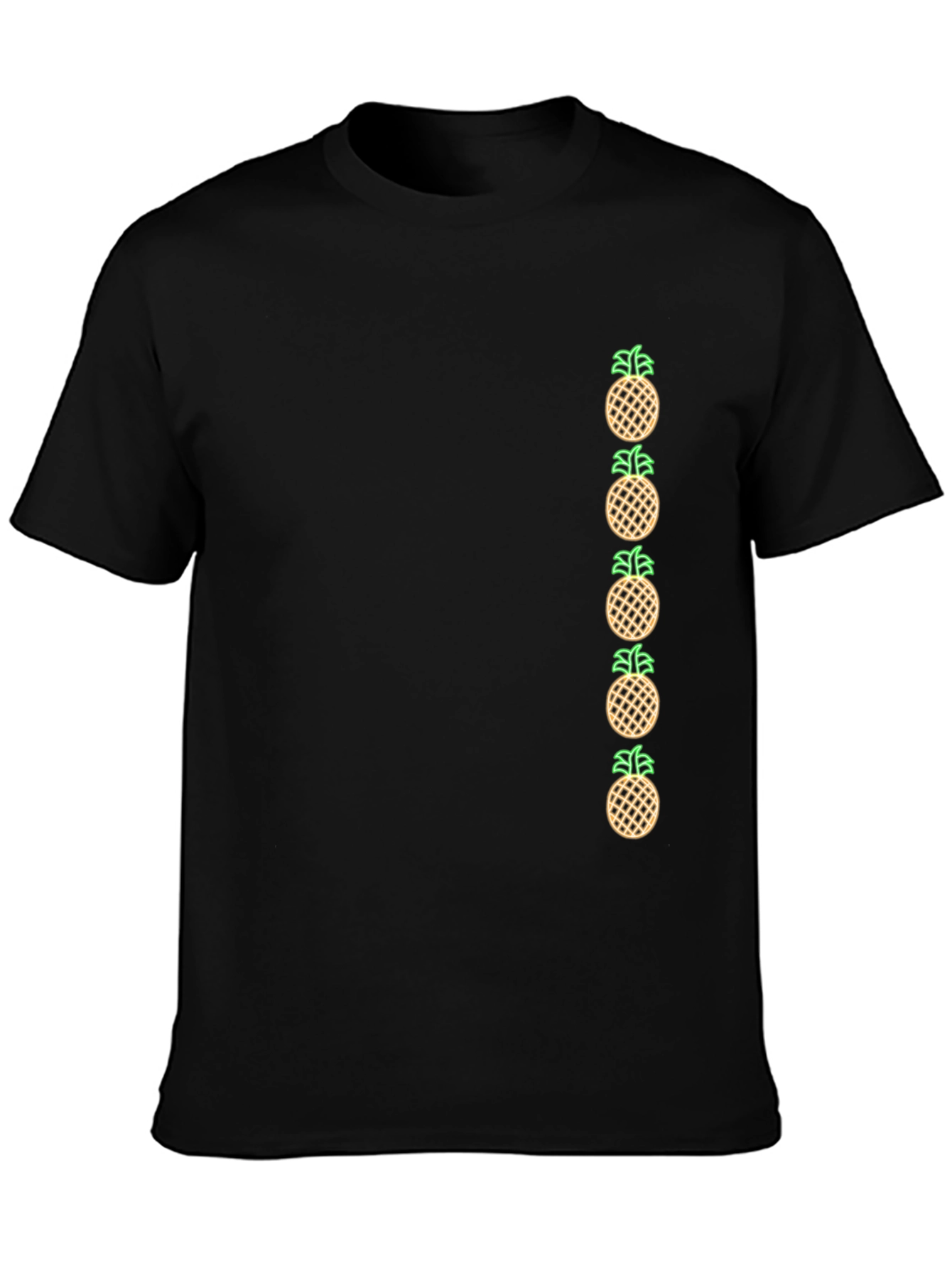 Pineapple Graphic Print Black T-Shirt