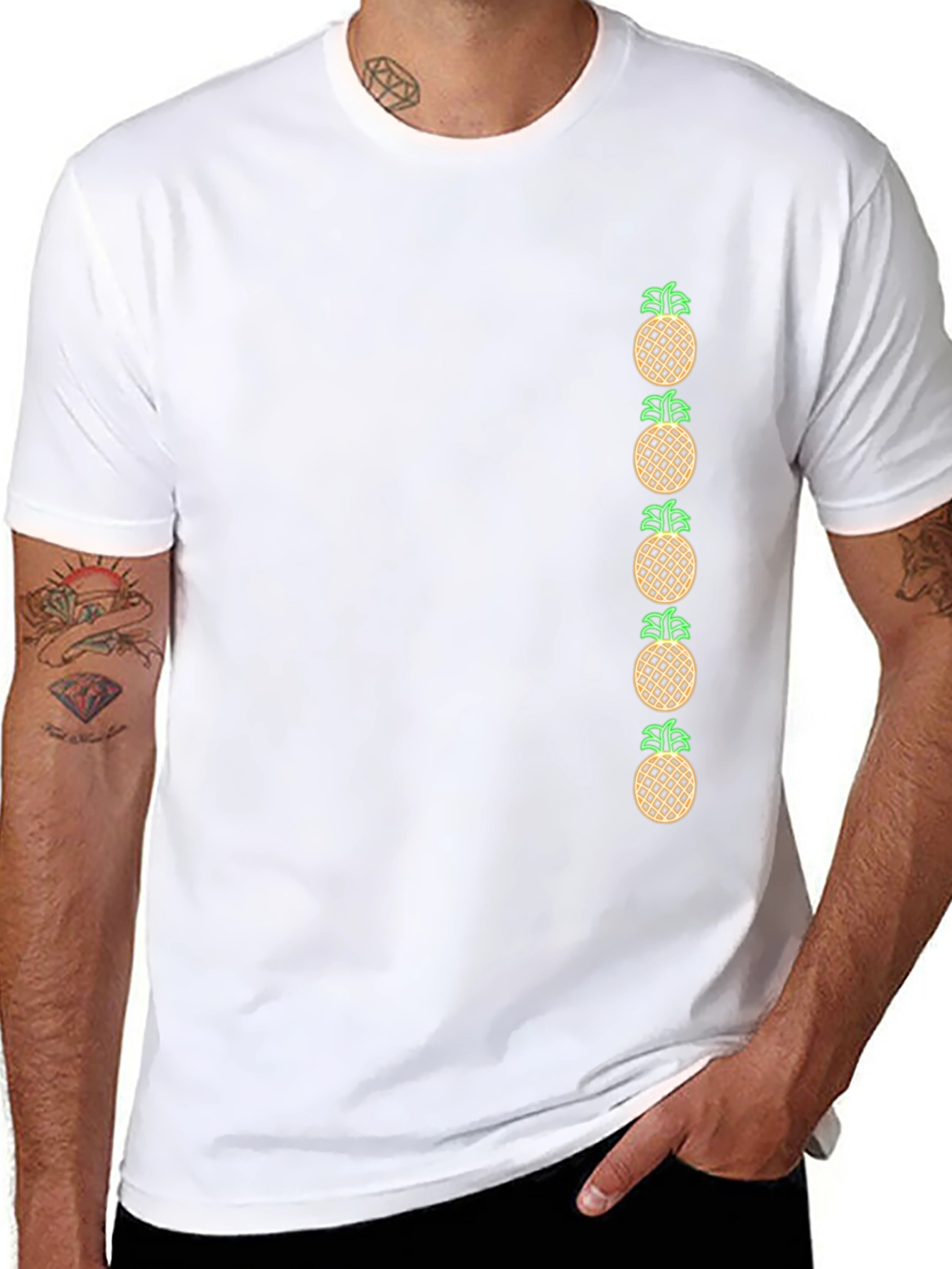Pineapple Graphic Print Black T-Shirt