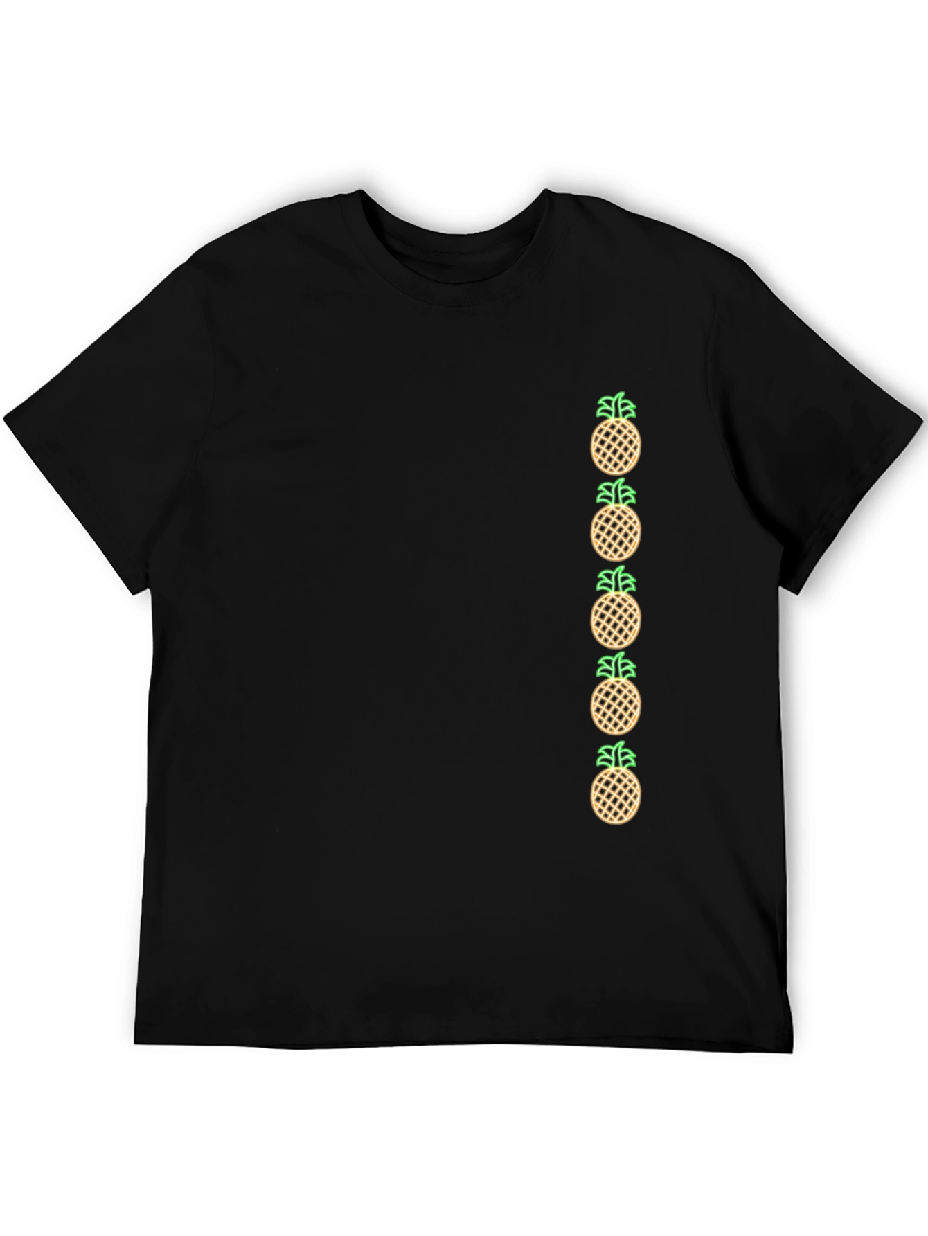 Pineapple Graphic Print Black T-Shirt
