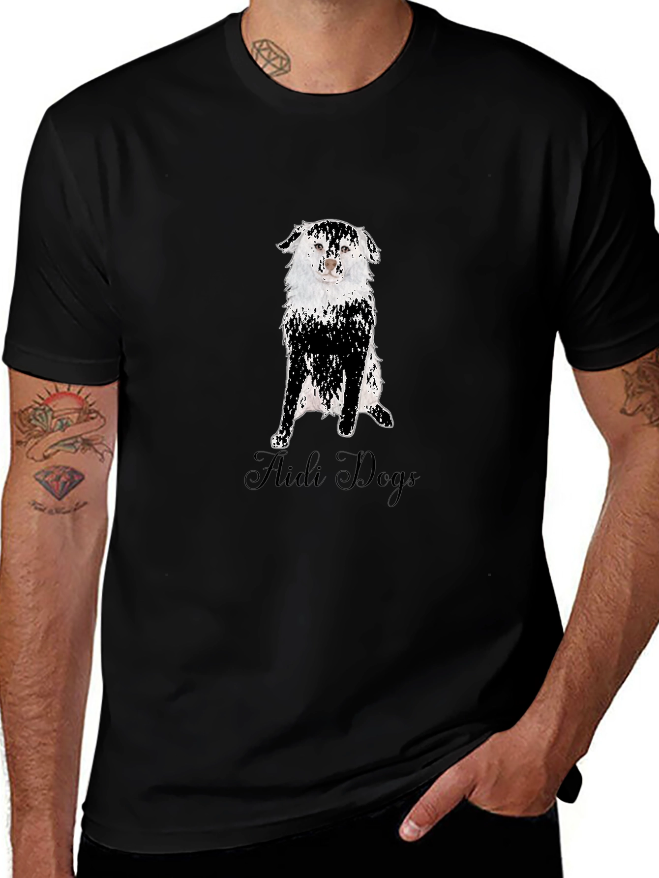 Aidi Dogs Graphic Tee - Black Cotton T-Shirt
